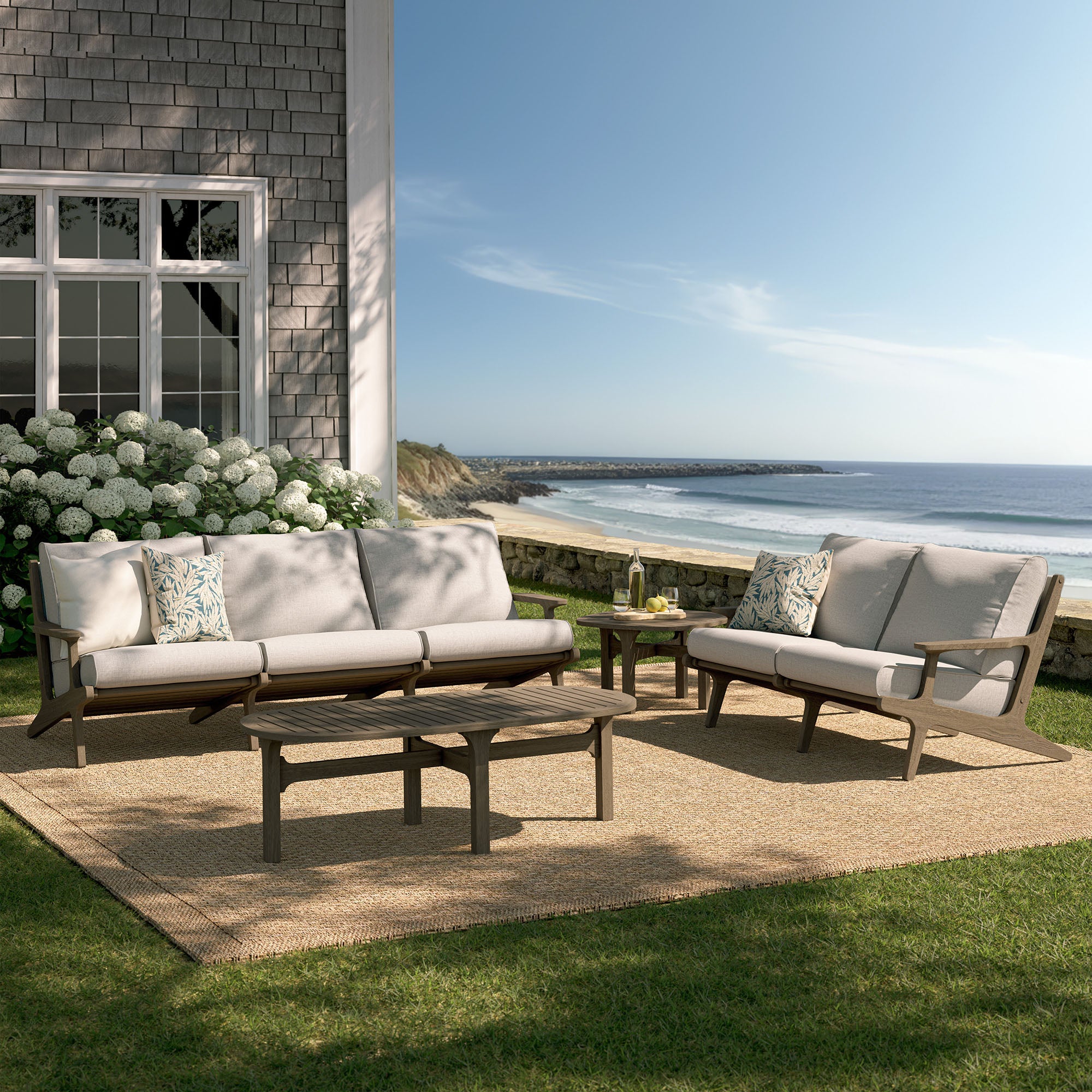 Saratoga 4-Piece Outdoor Patio Teak Wood Furniture Set