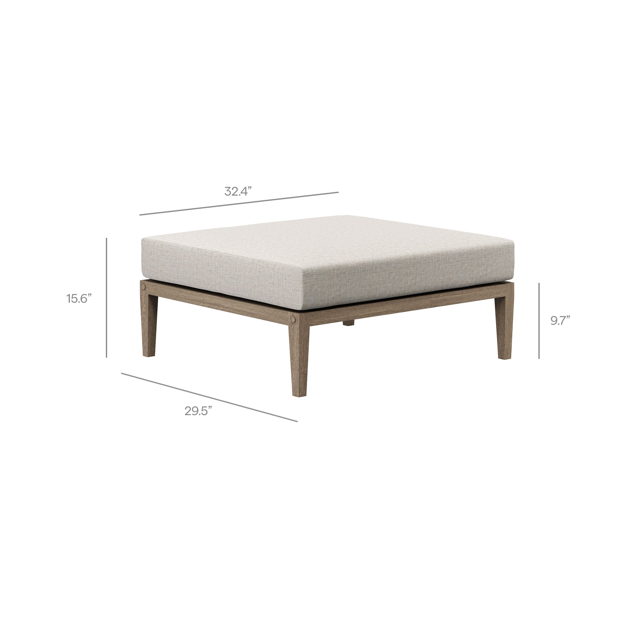 Northlake Outdoor Patio Teak Wood Loveseat and Ottoman Set