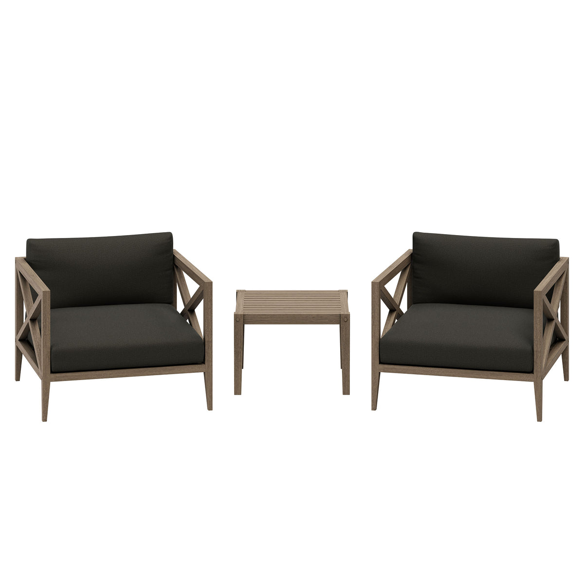 Northlake 3-Piece Outdoor Patio Teak Wood Furniture Set with Armchair and Side Table