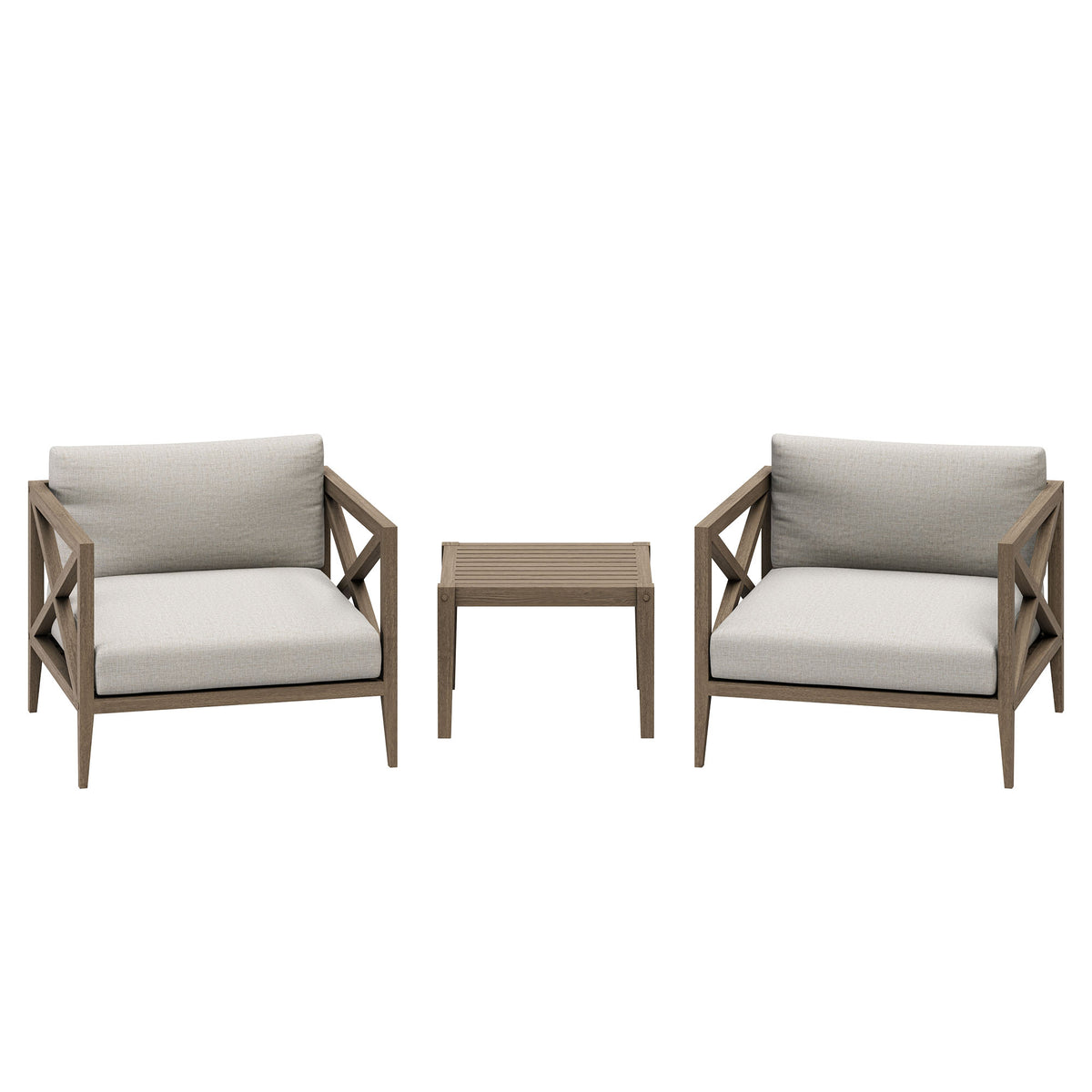 Northlake 3-Piece Outdoor Patio Teak Wood Furniture Set with Armchair and Side Table