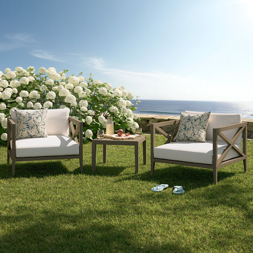 Northlake 3-Piece Outdoor Patio Teak Wood Furniture Set with Armchair and Side Table