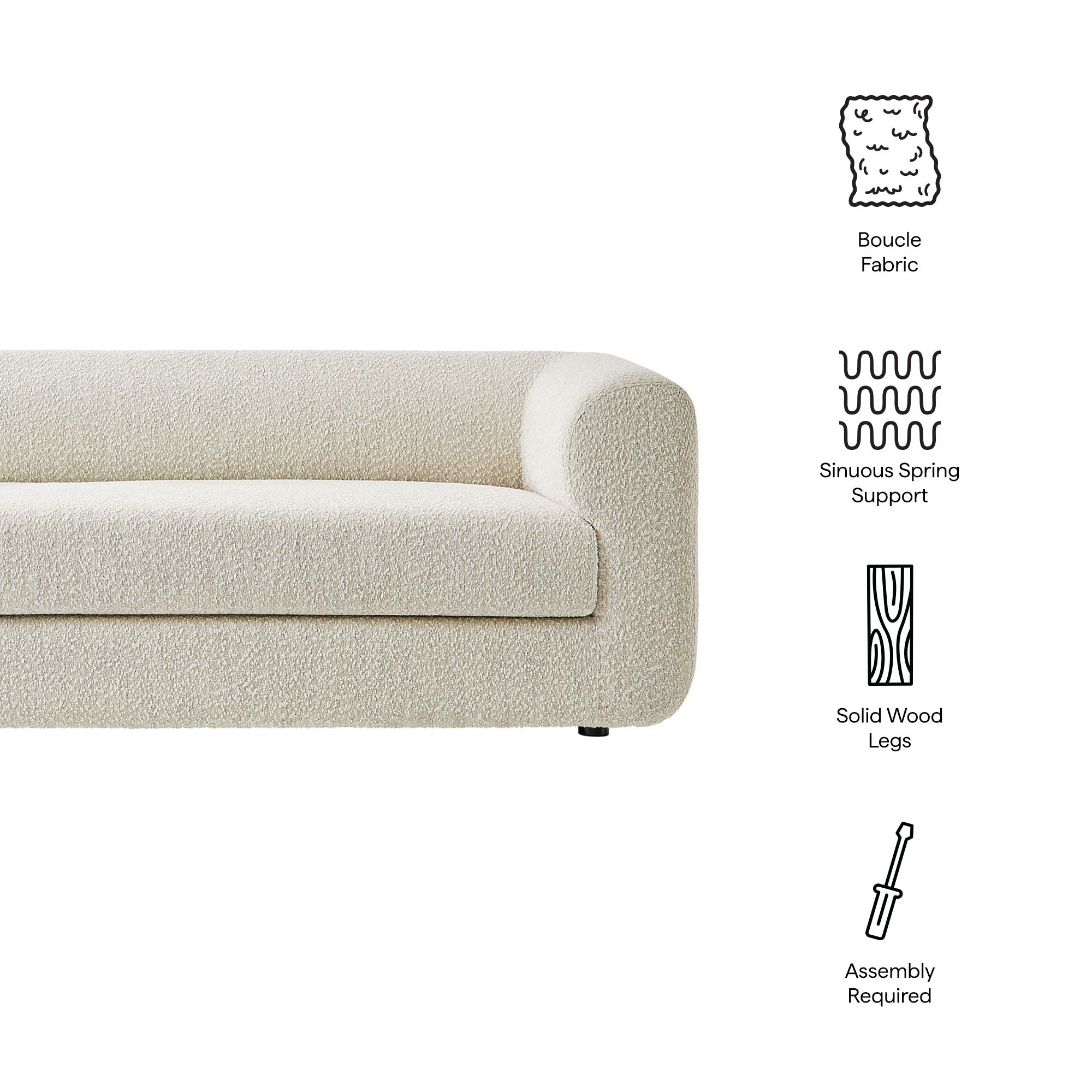 Leif 89" Boucle Upholstered Sofa
