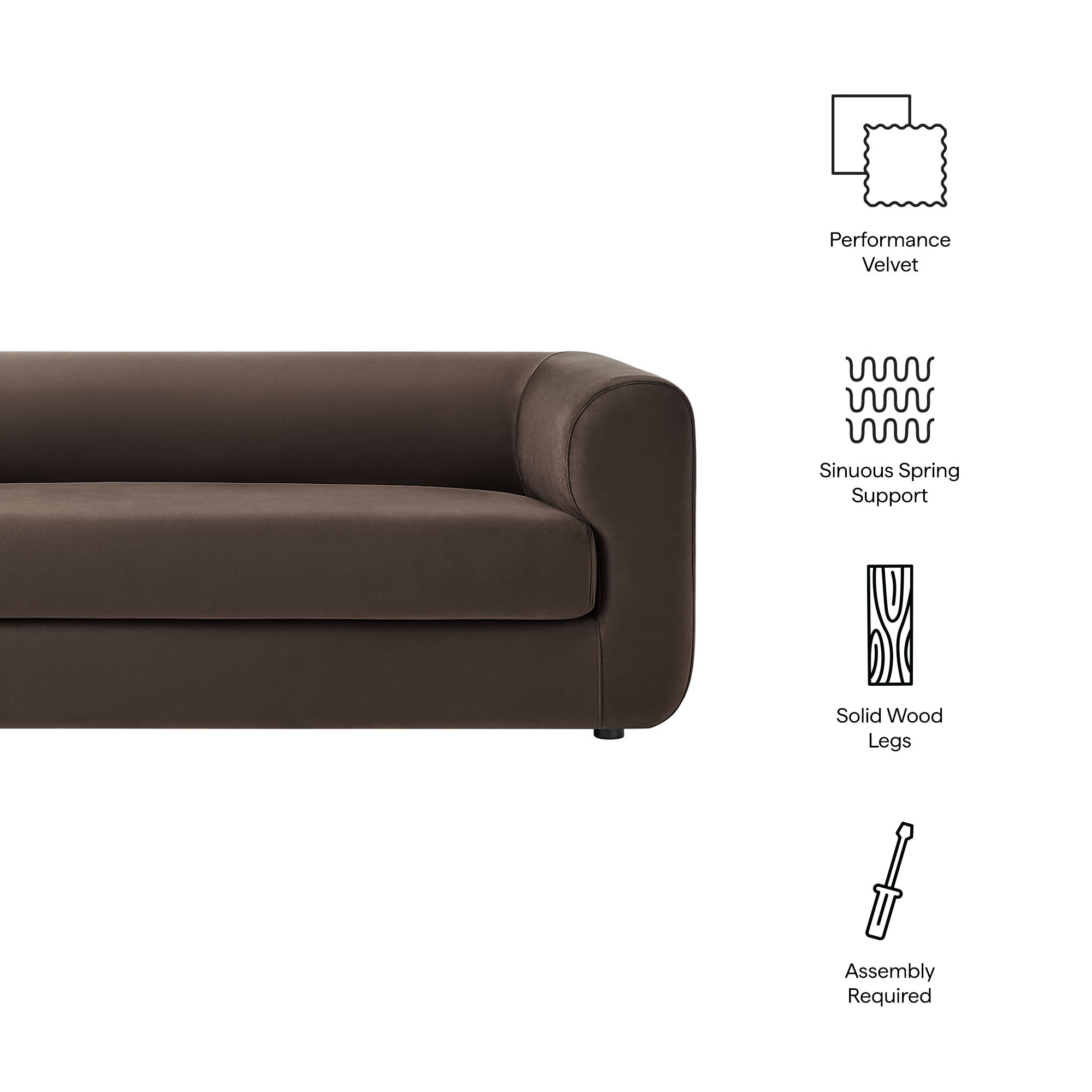 Leif 89" Performance Velvet Upholstered Sofa