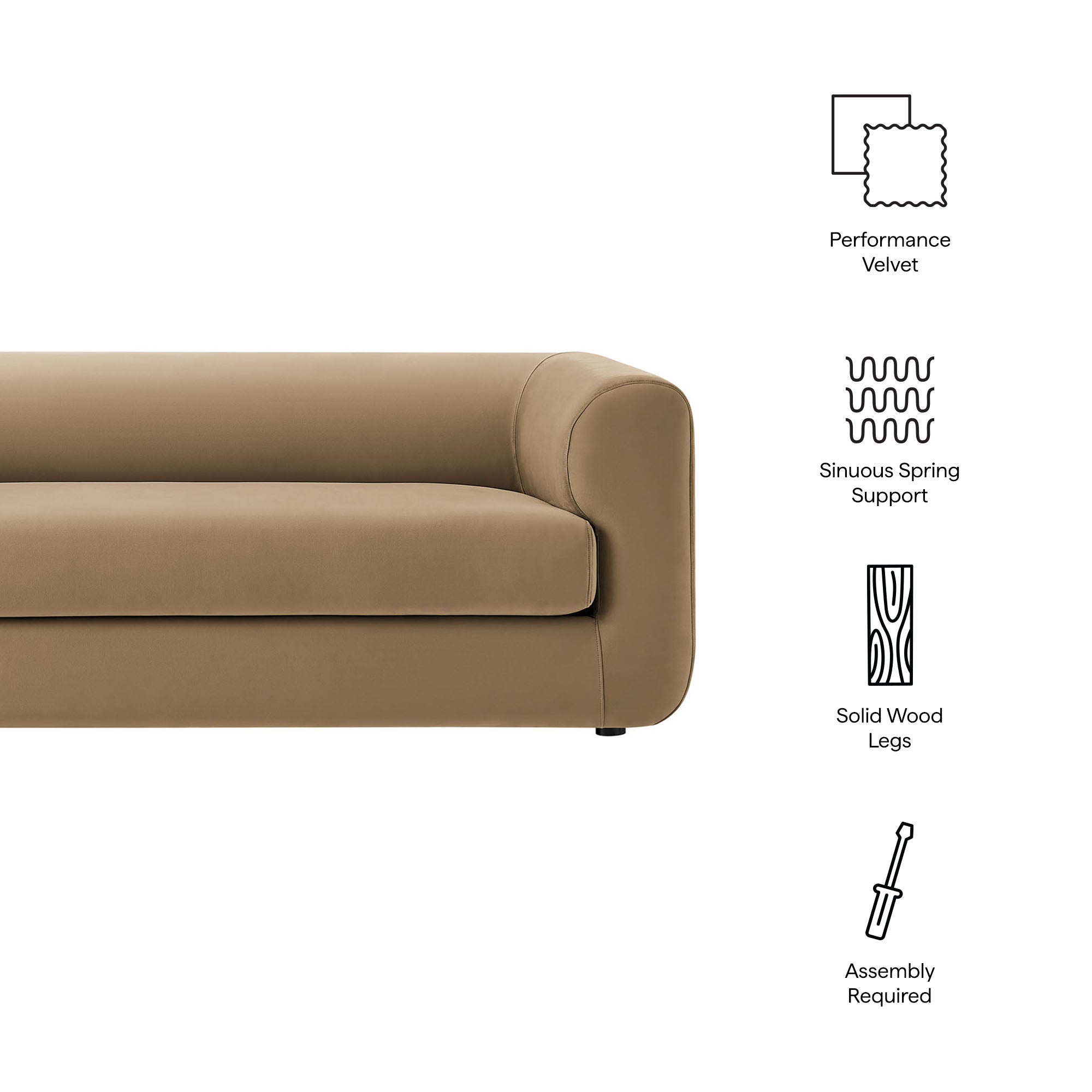 Leif 89" Performance Velvet Upholstered Sofa