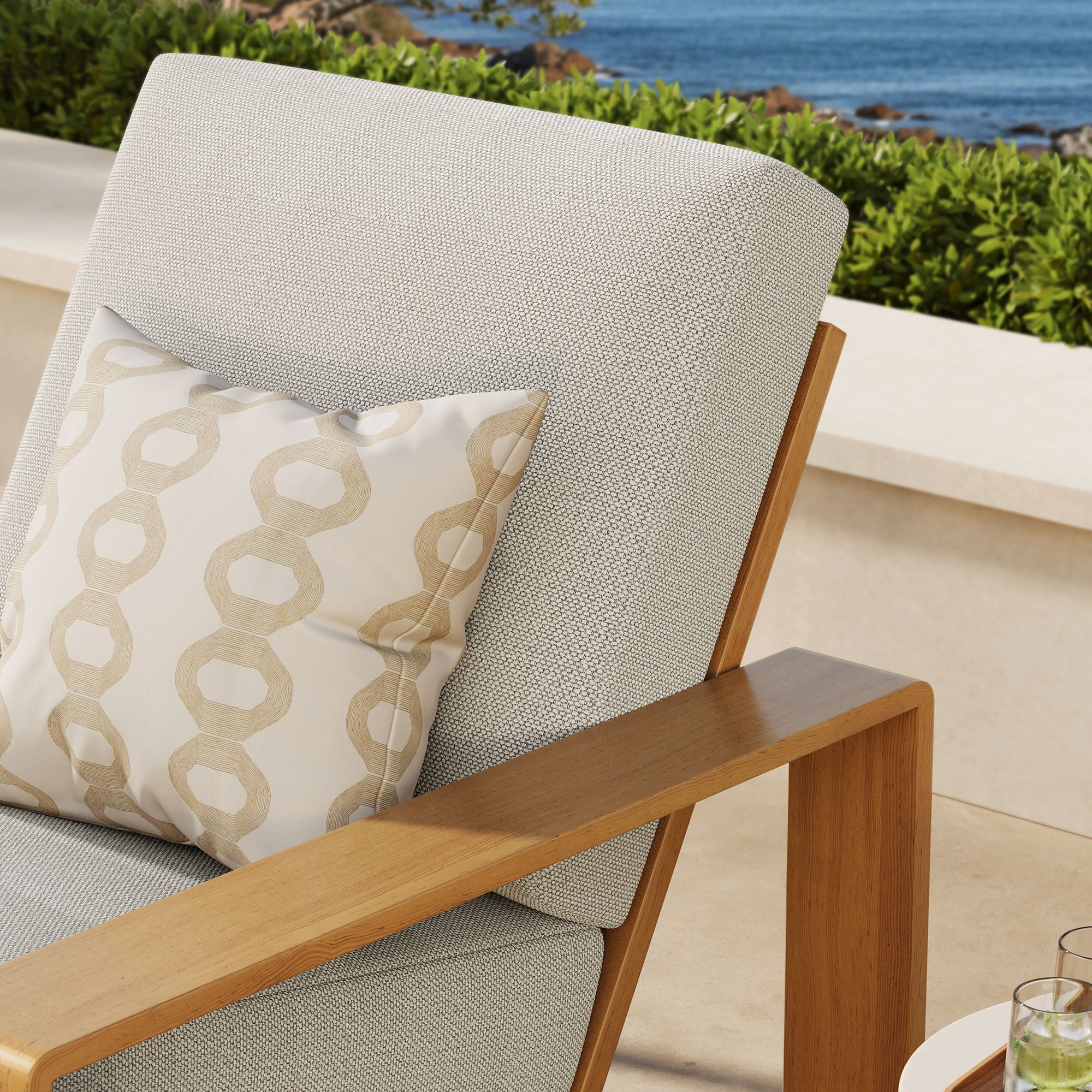 Lirienne Outdoor Patio Aluminum Faux Wood Armchair