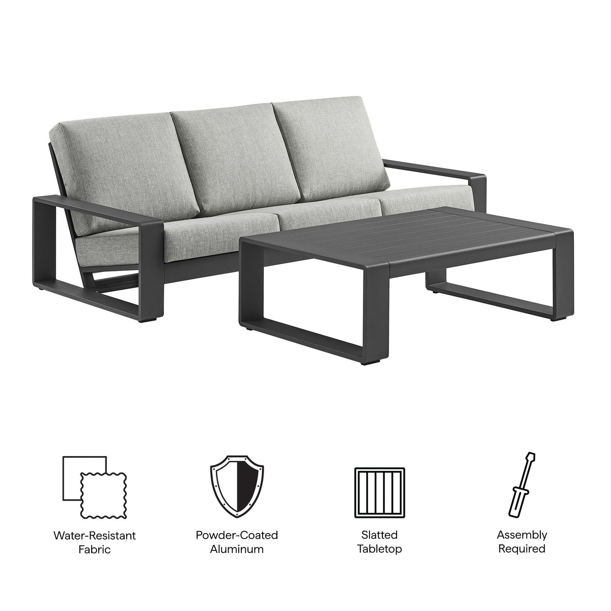 Lirienne 2-Piece Outdoor Patio Aluminum Furniture Set