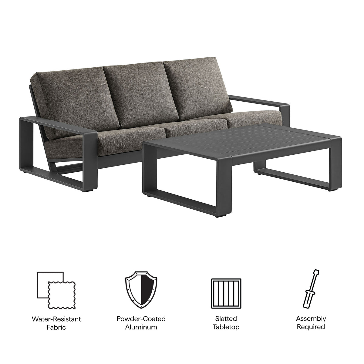 Lirienne 2-Piece Outdoor Patio Aluminum Furniture Set