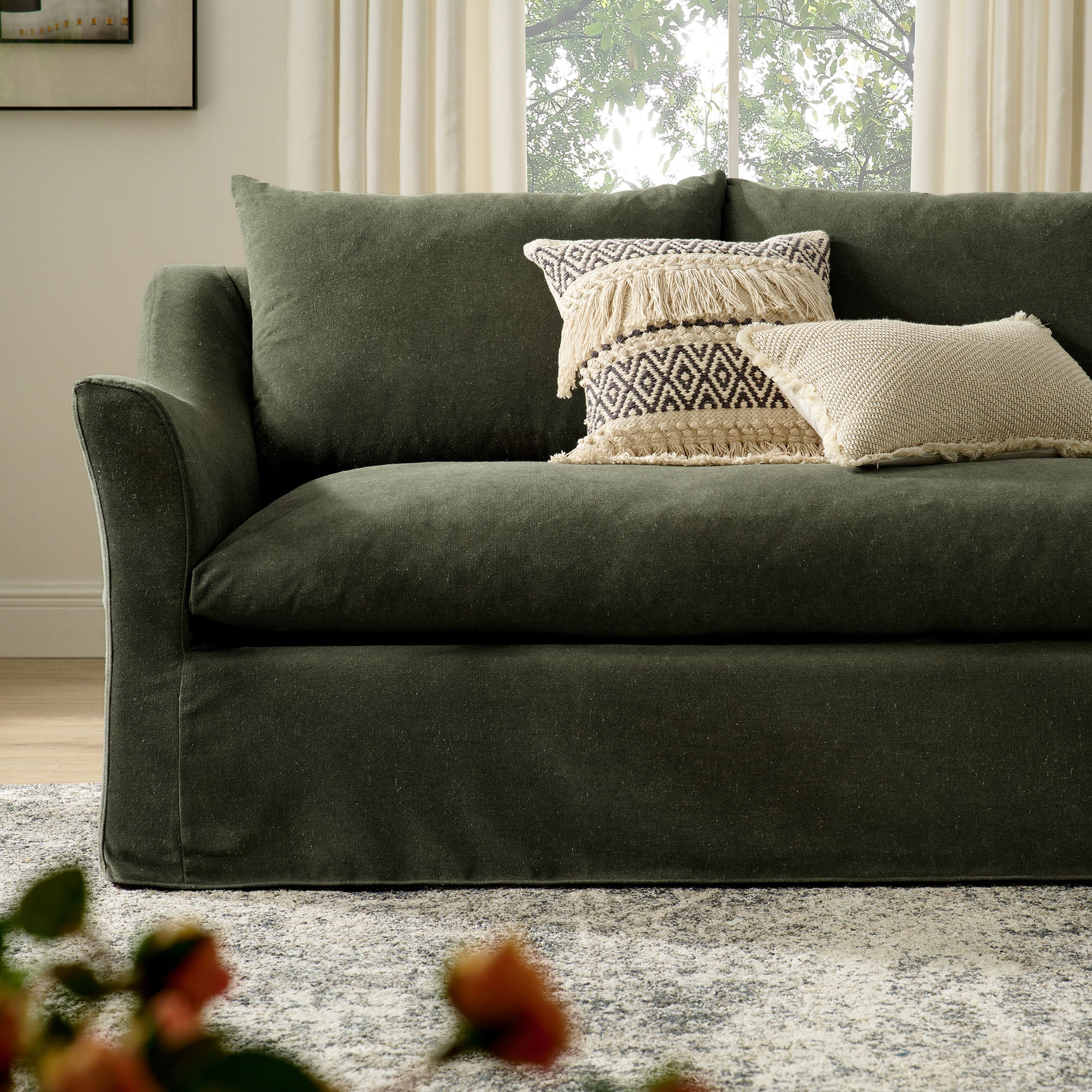 Somerset 92" Linen Blend Slipcovered Sofa