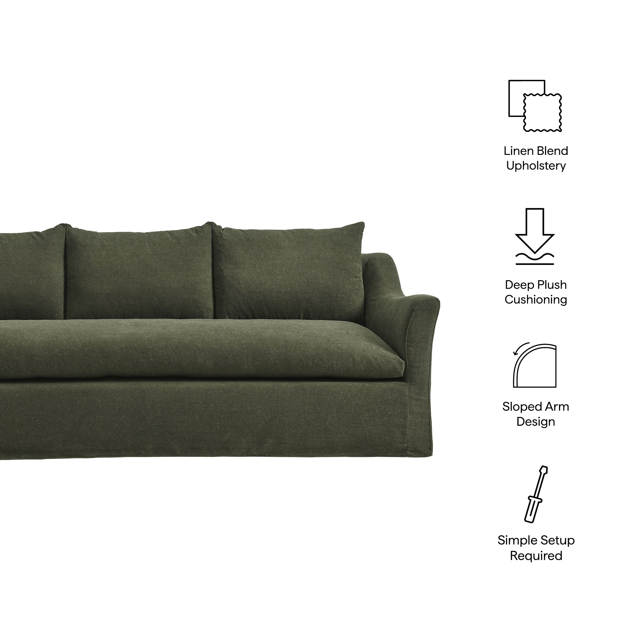Somerset 92" Linen Blend Slipcovered Sofa