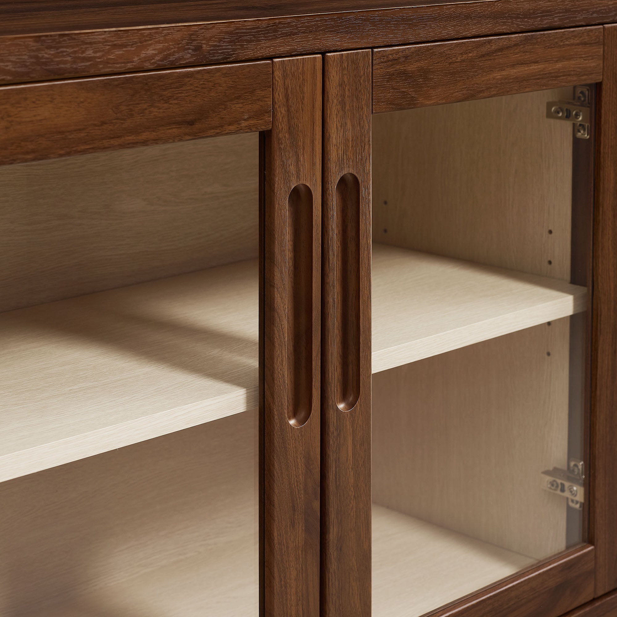 Nell 72" Glass Door Sideboard Storage Display Cabinet