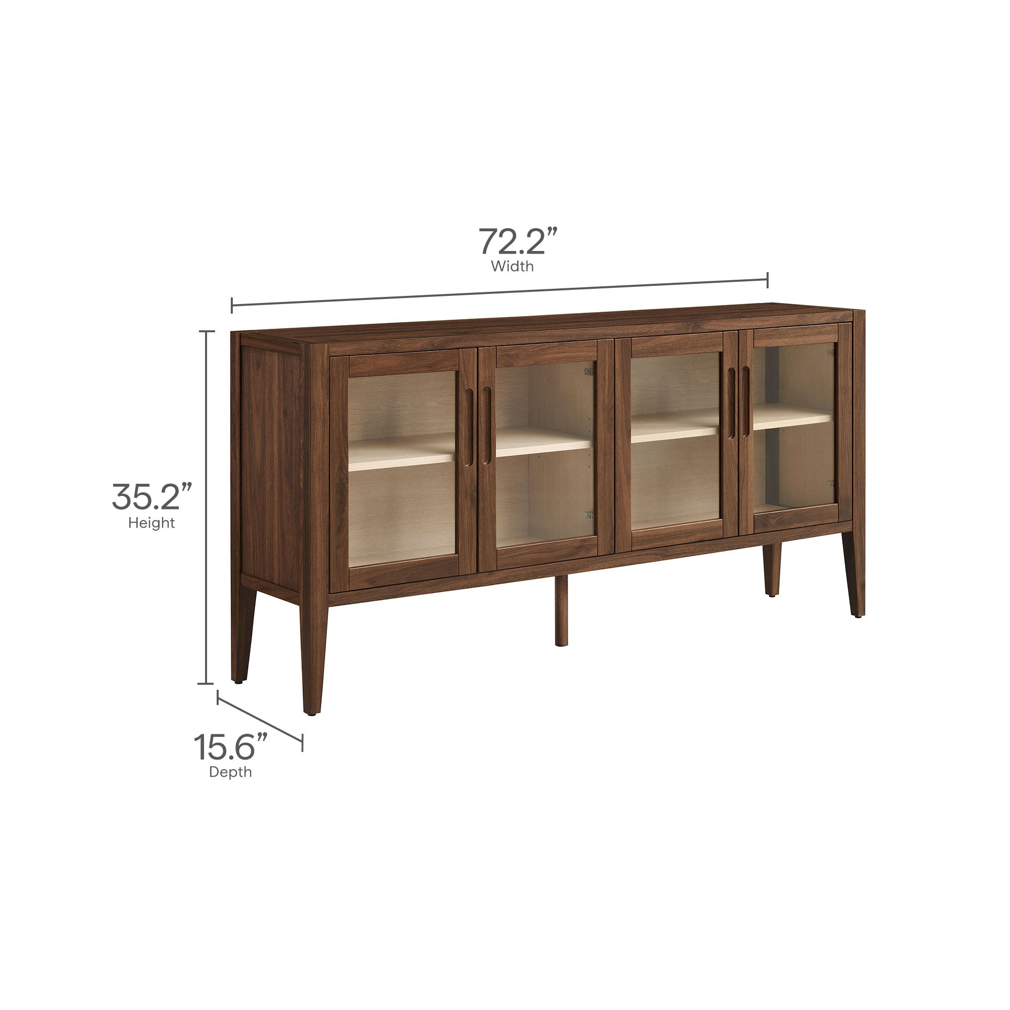 Nell 72" Glass Door Sideboard Storage Display Cabinet