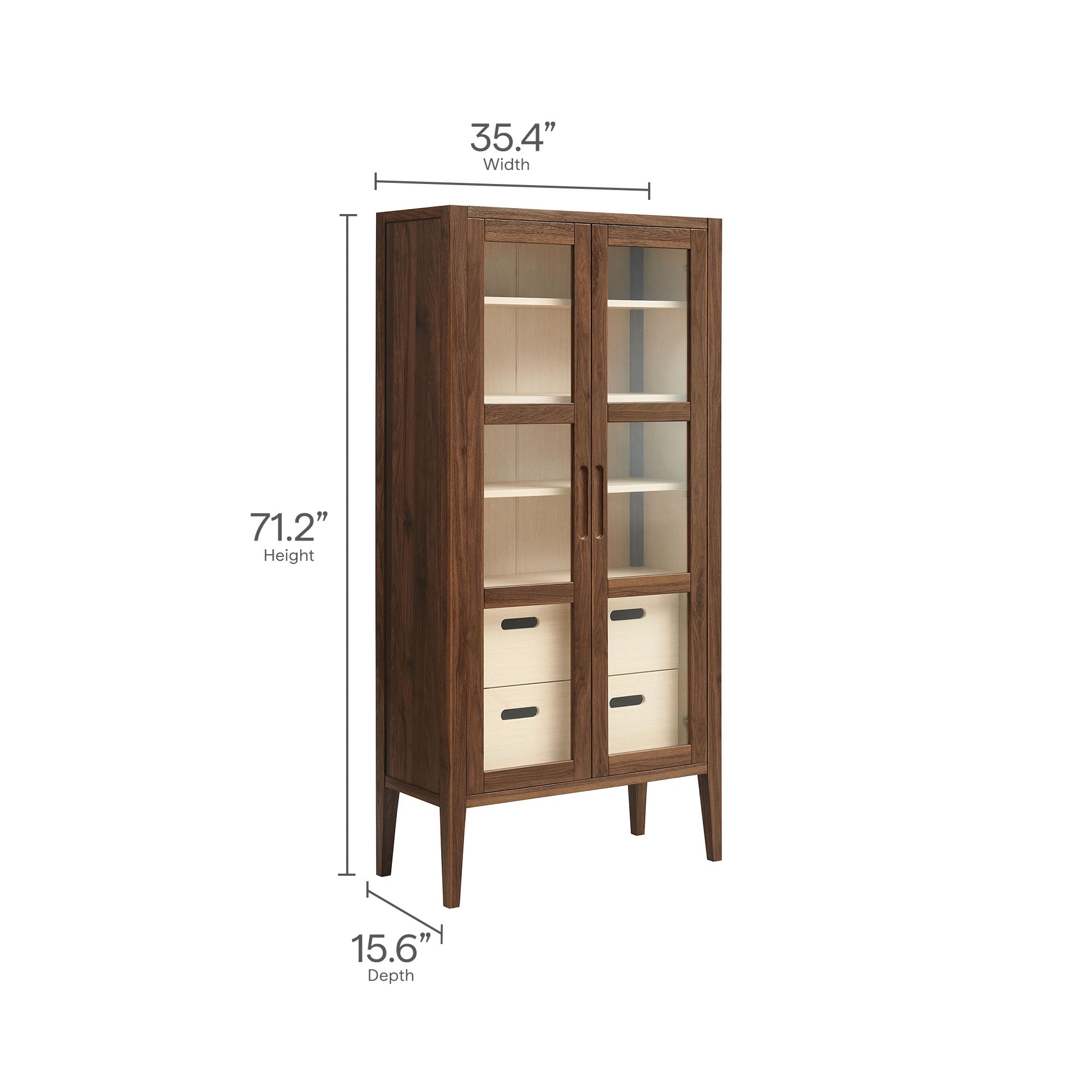 Nell 71" Glass Door Tall Display Storage Cabinet