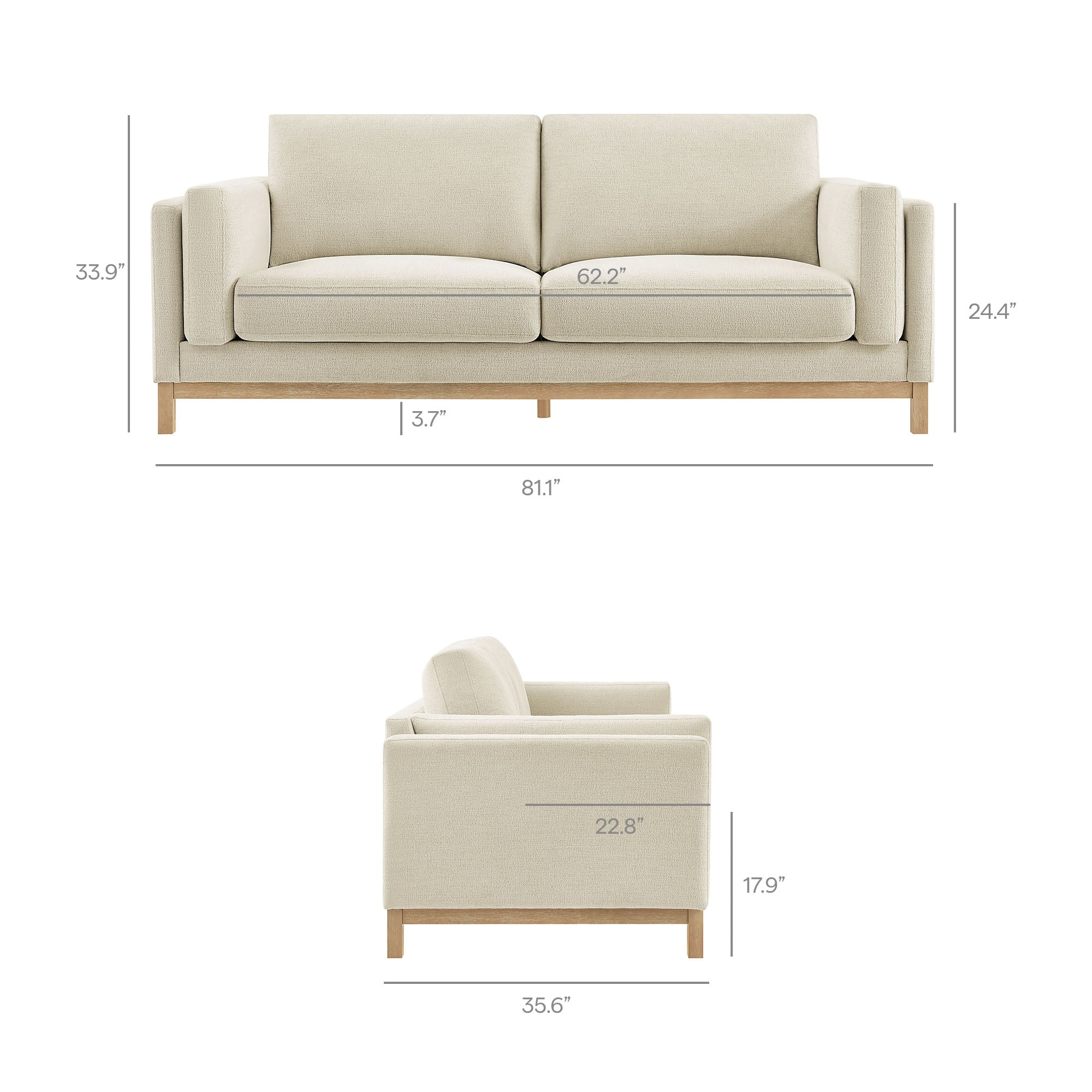 Roscoe 81 inch Fabric Sofa