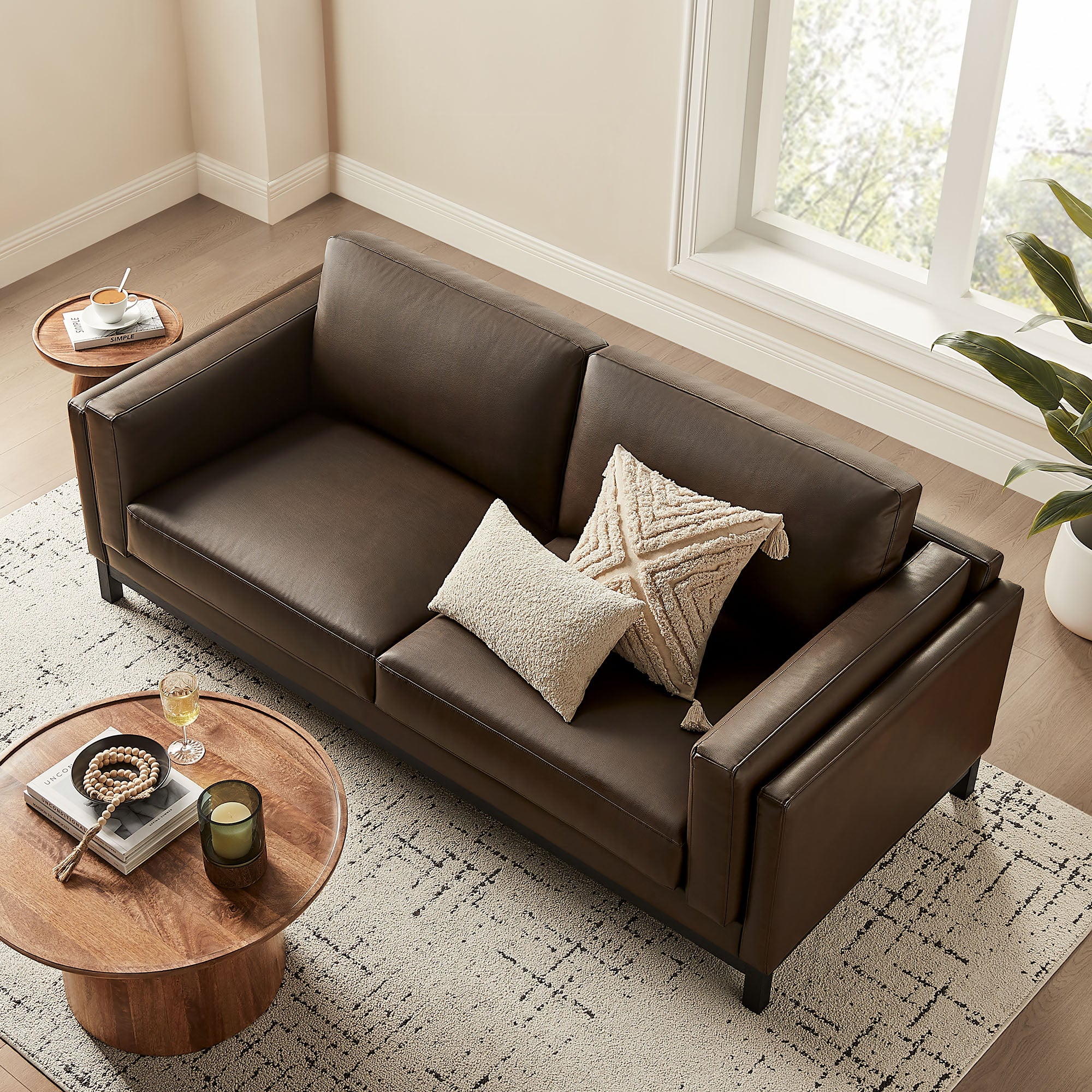 Roscoe 81 inch Vegan Leather Sofa