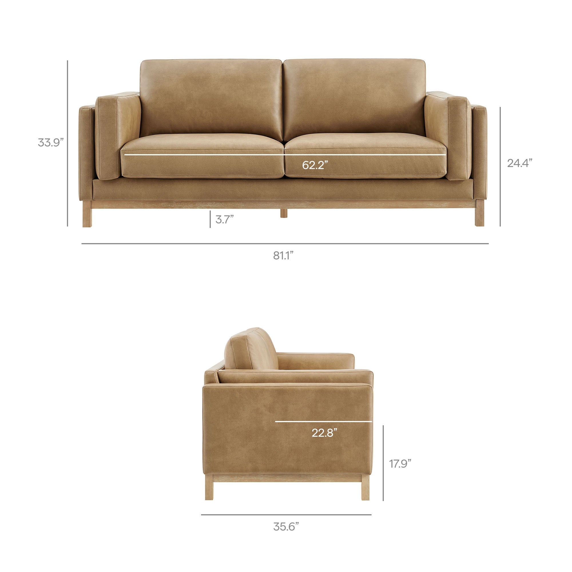 Roscoe 81 inch Vegan Leather Sofa