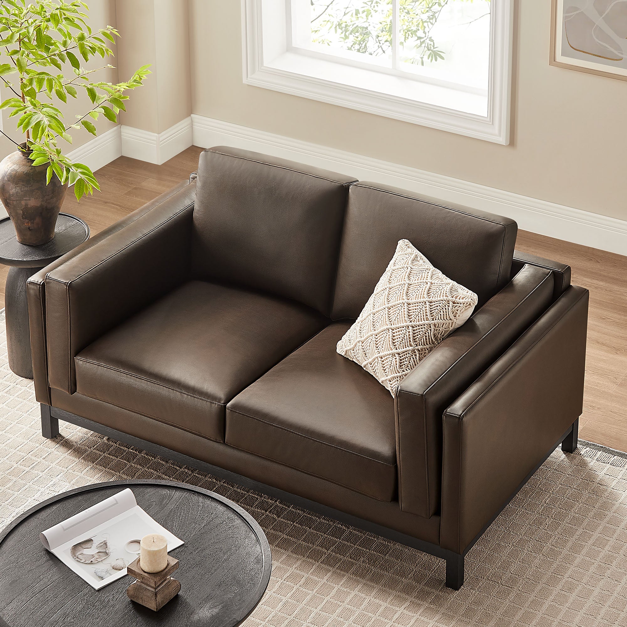Roscoe 63 inch Vegan Leather Loveseat