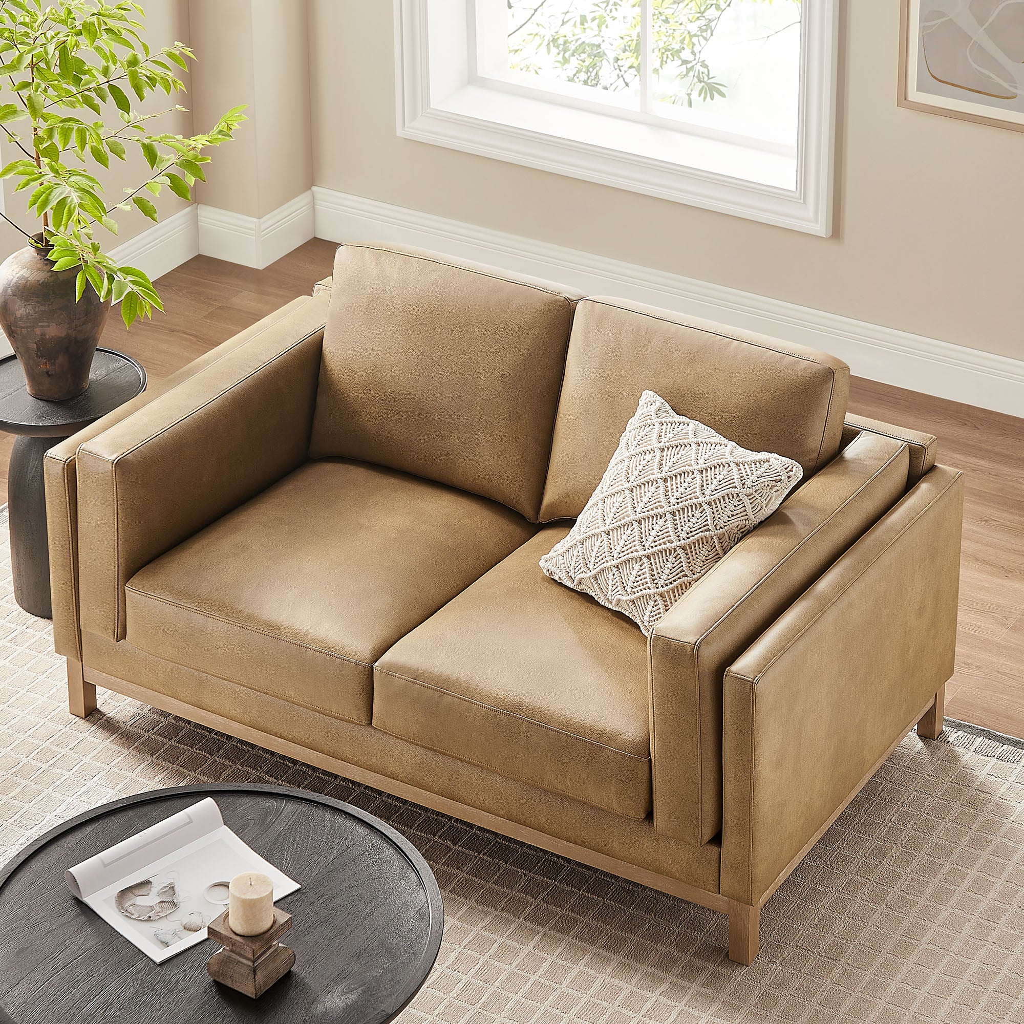 Roscoe 63 inch Vegan Leather Loveseat