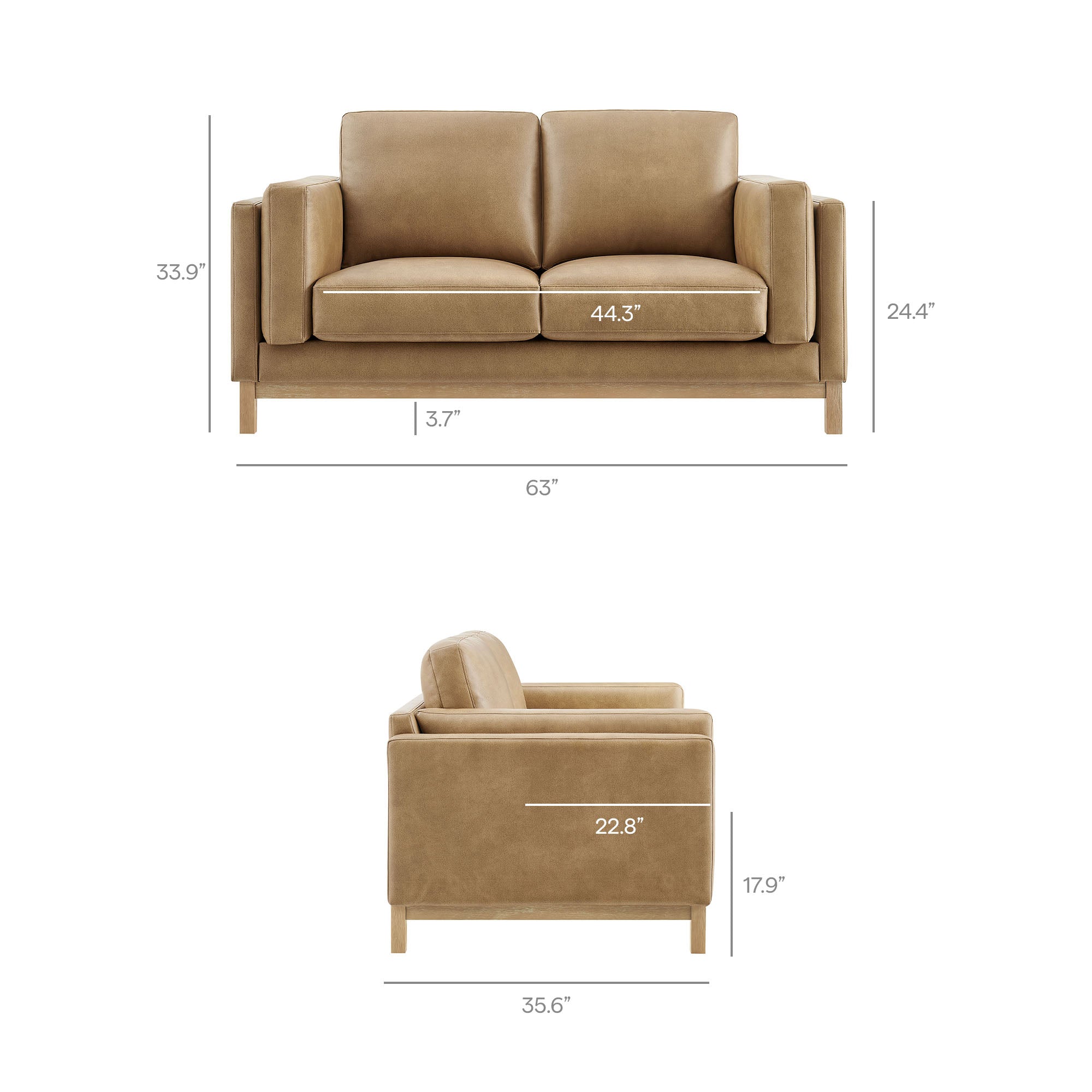 Roscoe 63 inch Vegan Leather Loveseat
