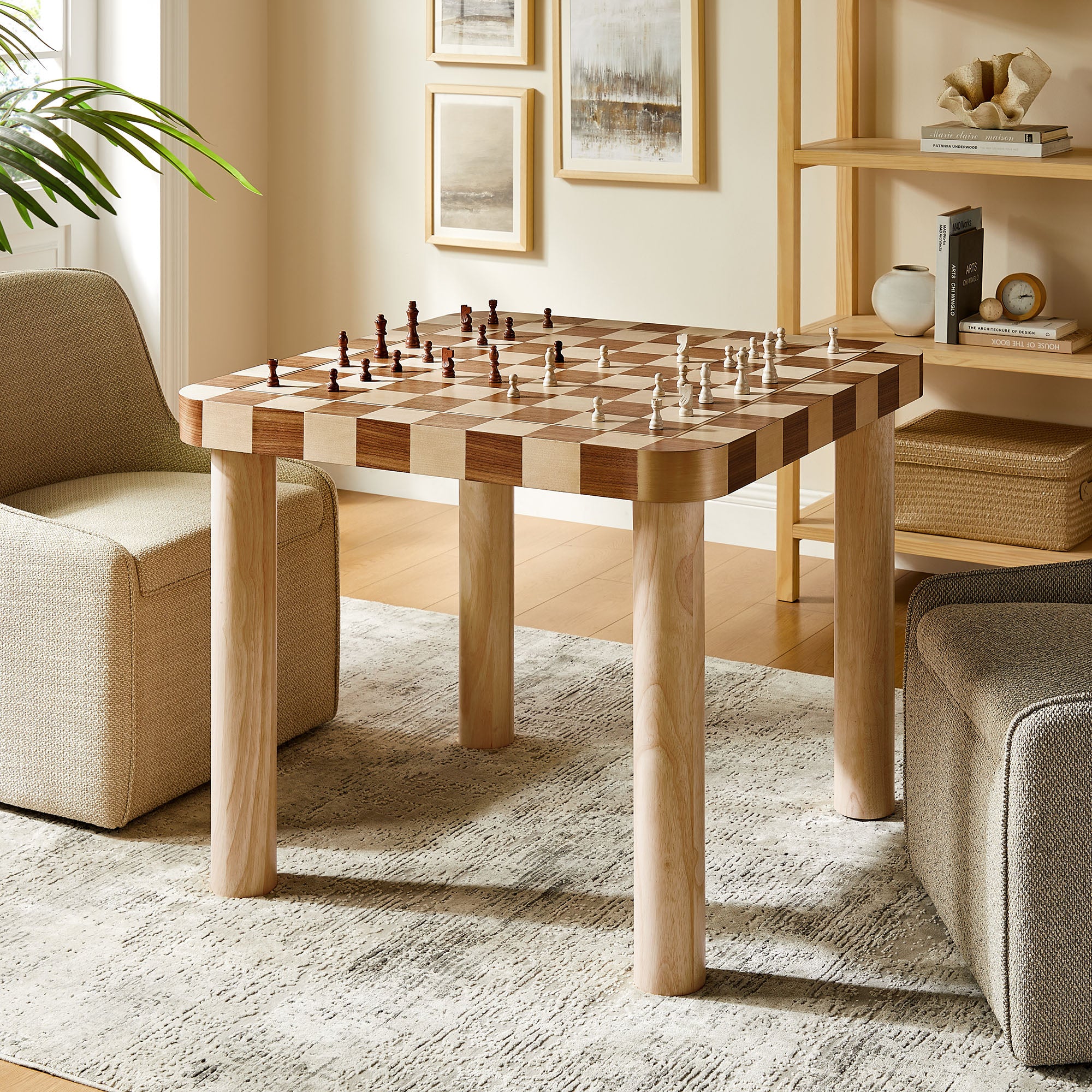 Oscar 36 Inch Square Checkered Dining Table