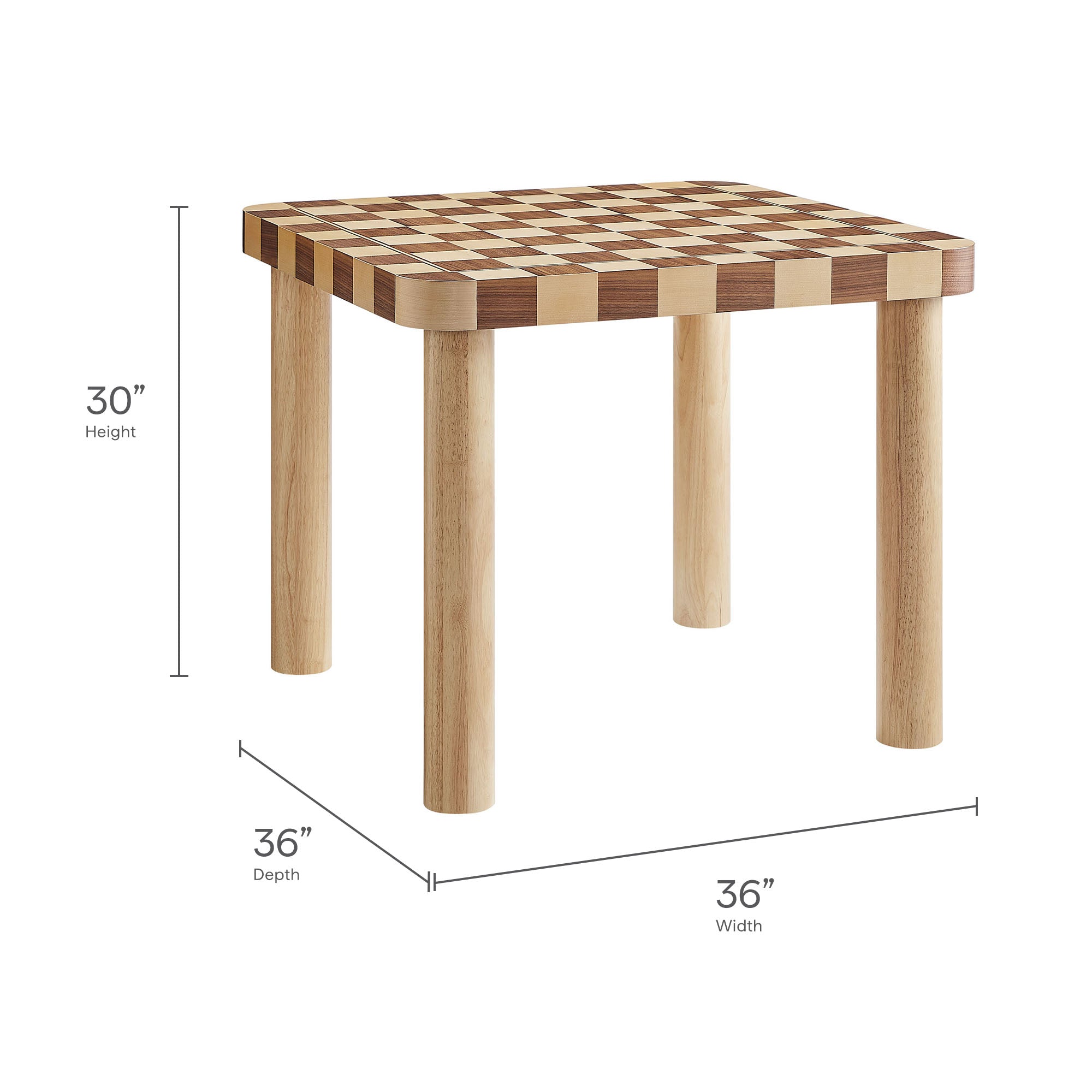Oscar 36 Inch Square Checkered Dining Table