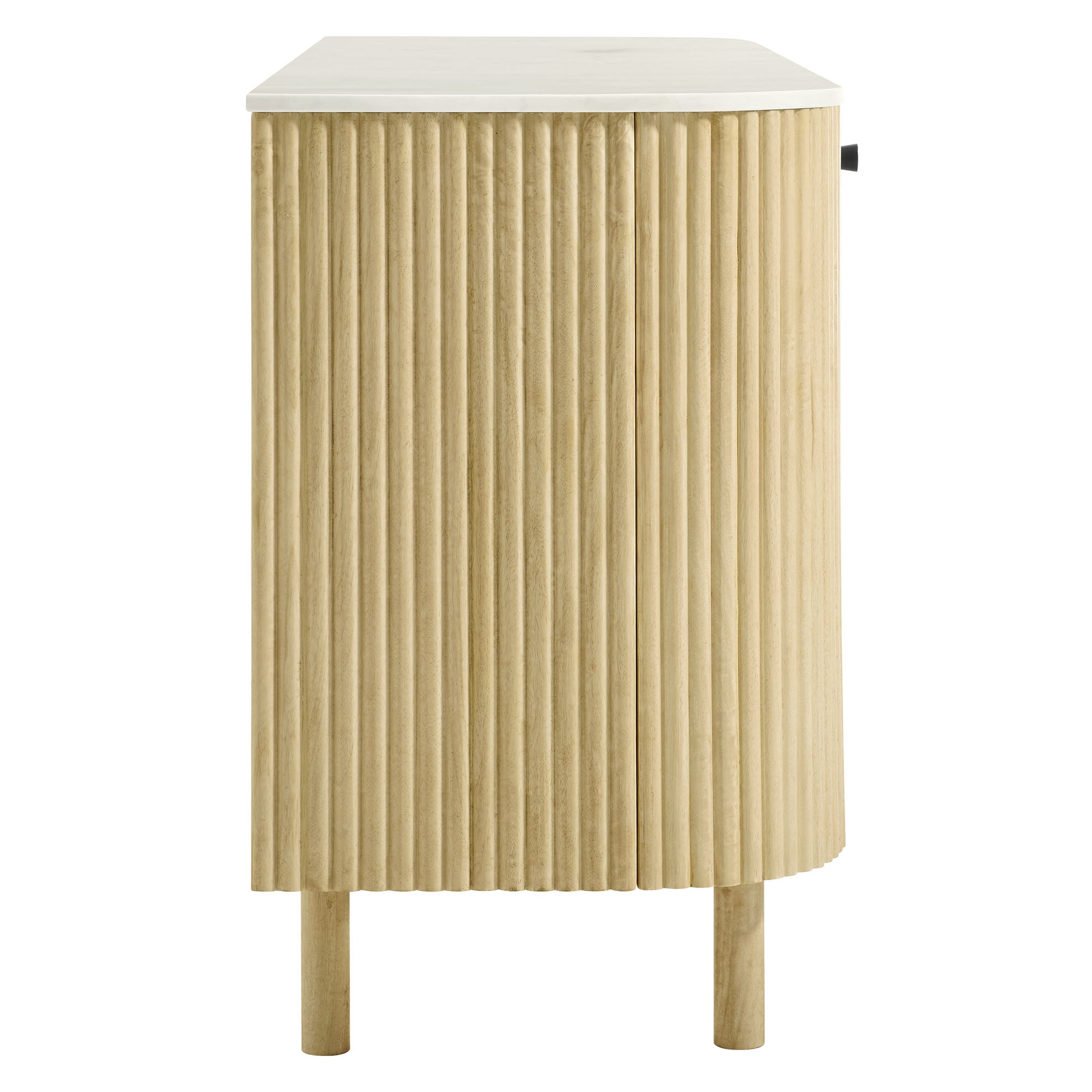 Caldera 60" Curved Solid Wood and Marble Sideboard Storage Cabinet