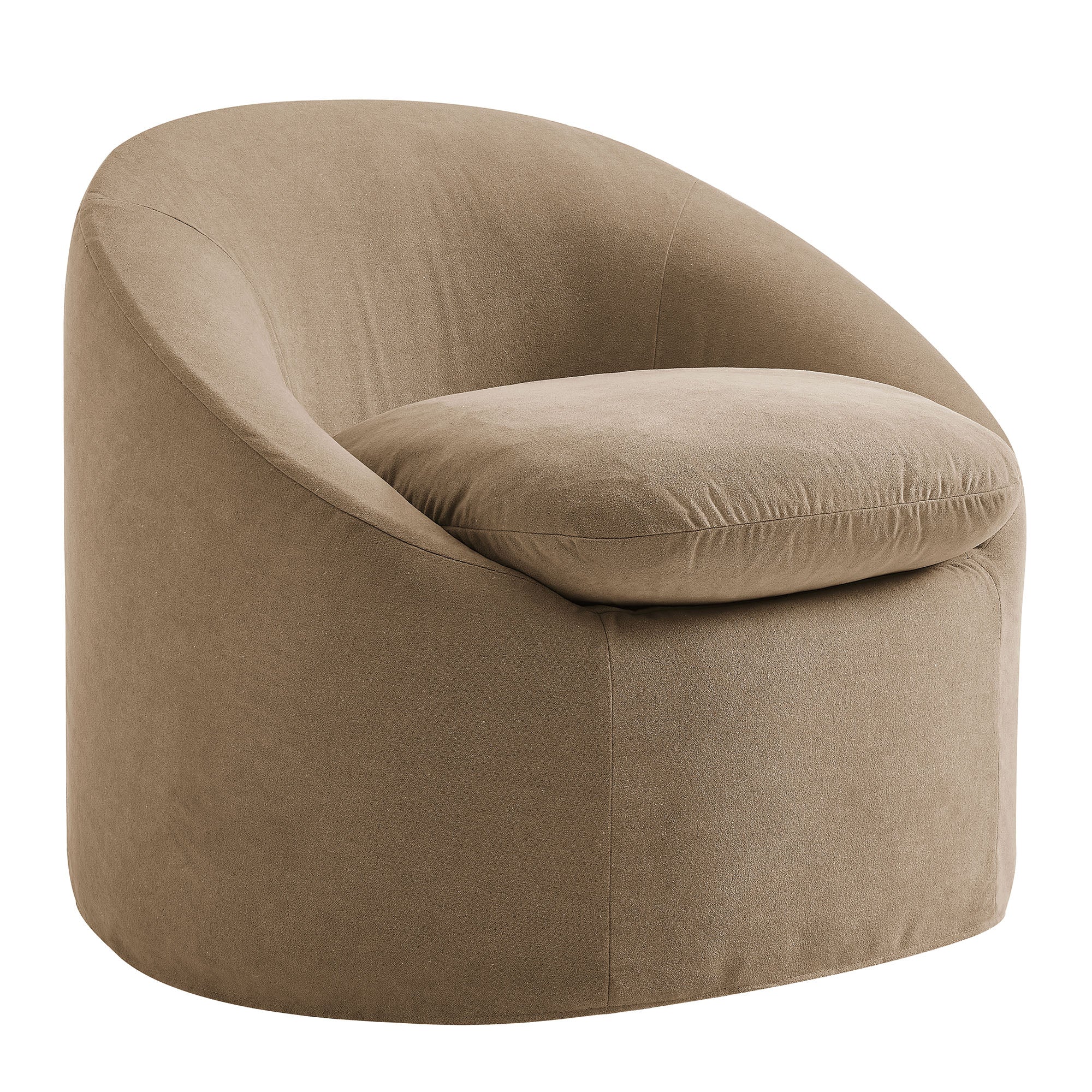 Sadie Slipcovered Linen-Blend Round Accent Chair