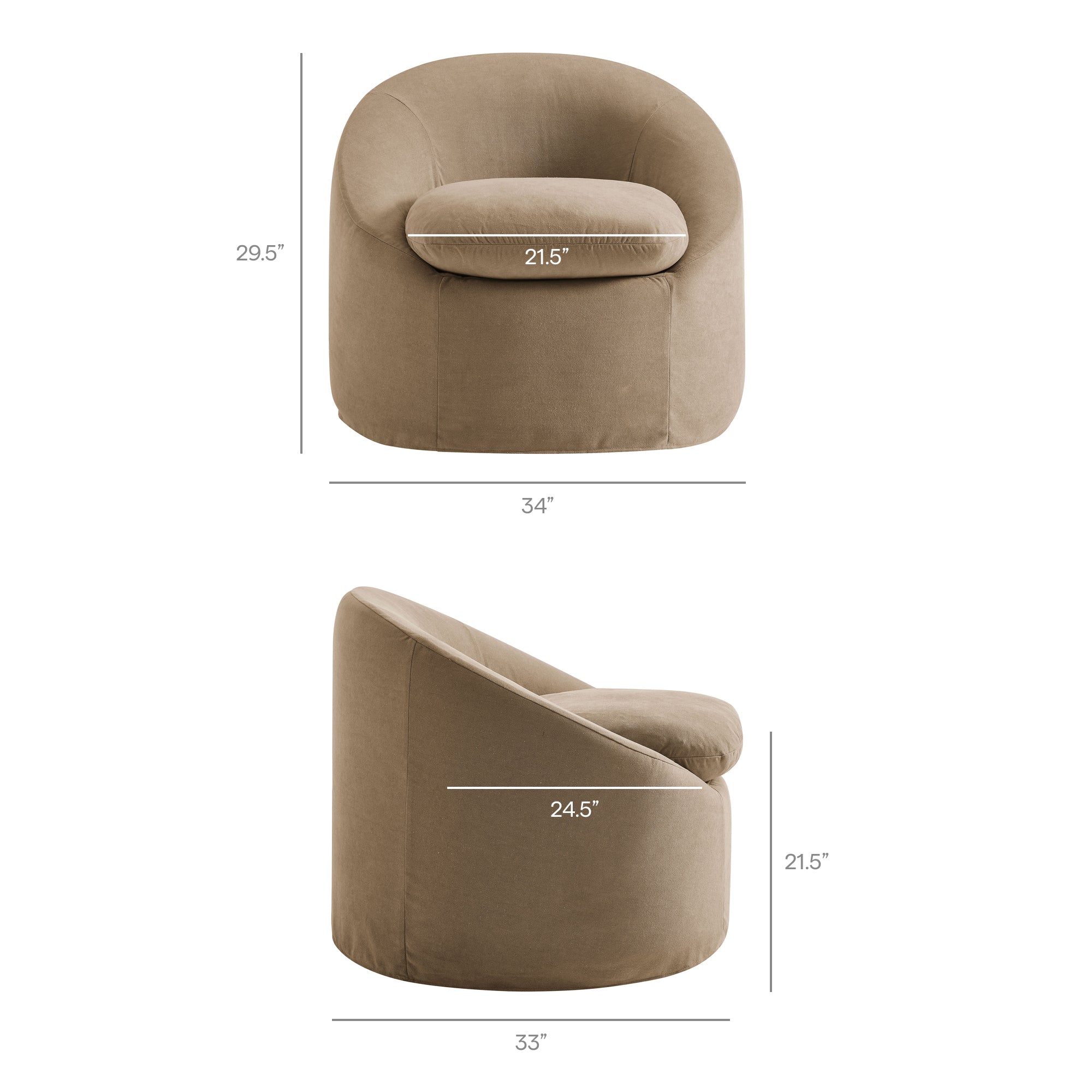 Sadie Slipcovered Linen-Blend Round Accent Chair