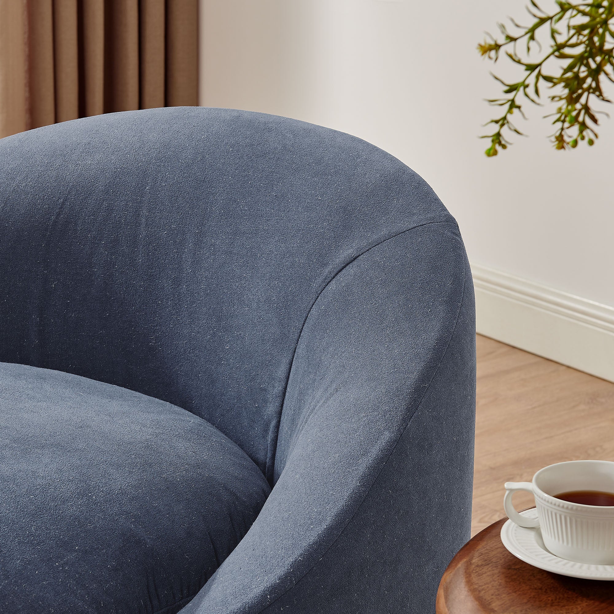 Sadie Slipcovered Linen-Blend Round Accent Chair