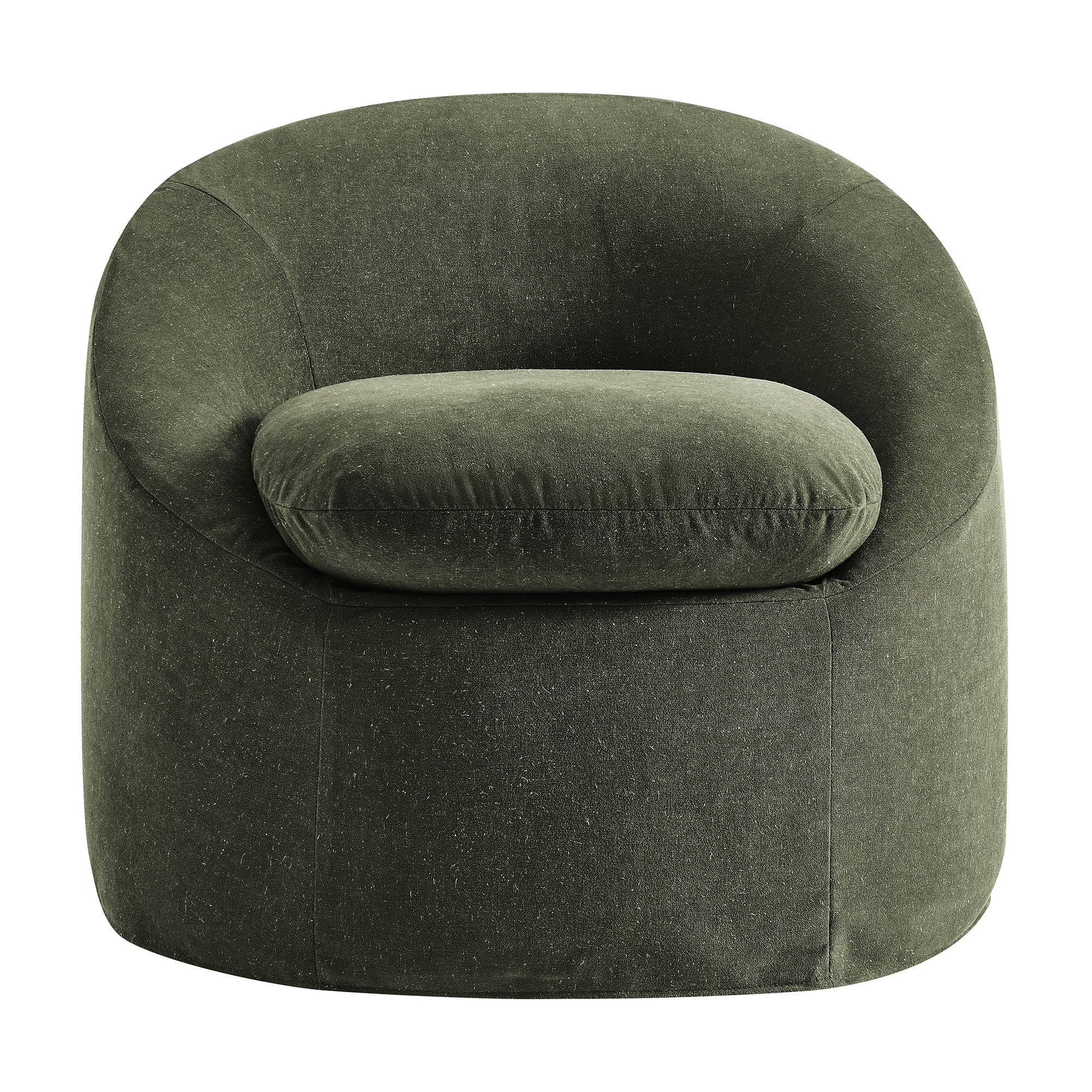 Sadie Slipcovered Linen-Blend Round Accent Chair