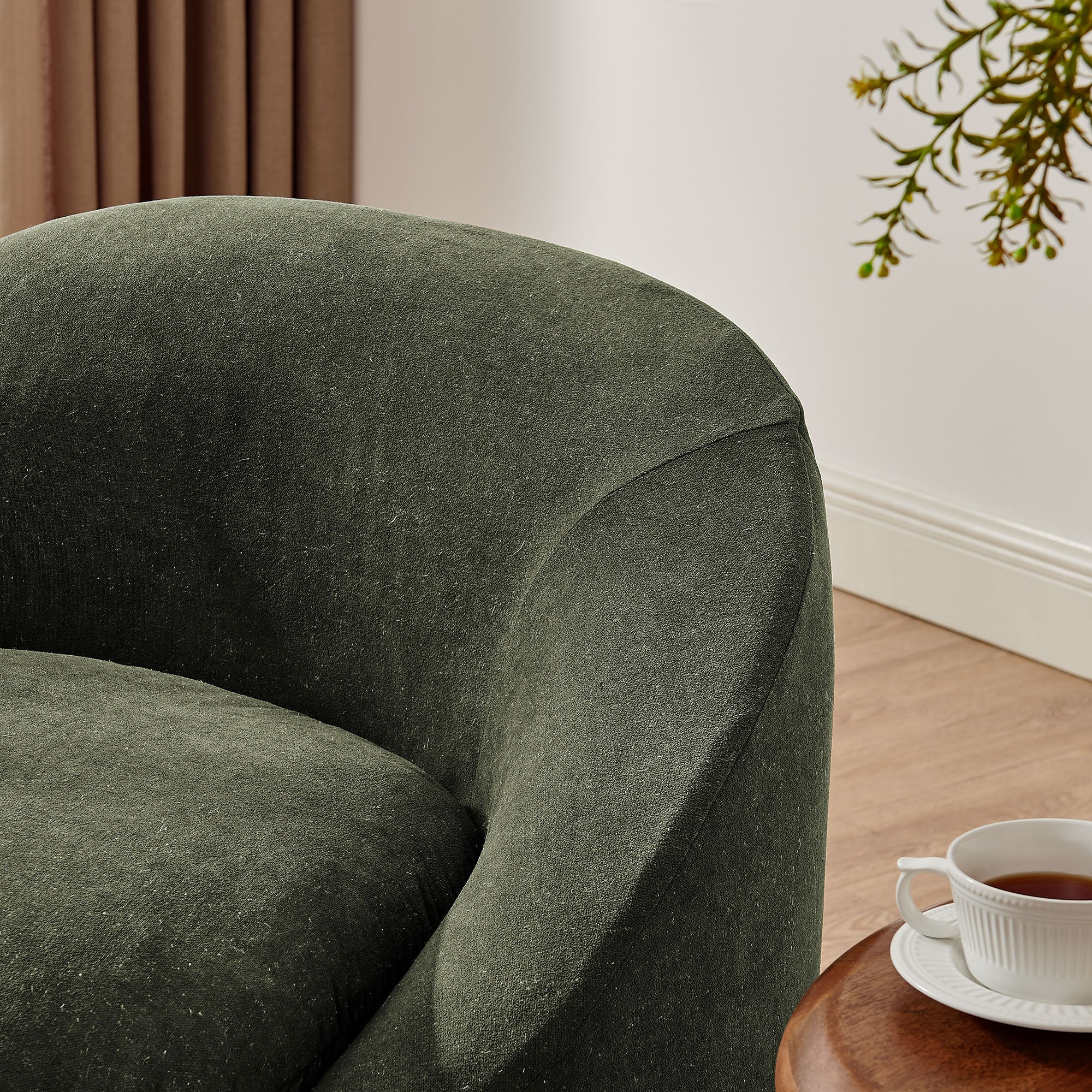 Sadie Slipcovered Linen-Blend Round Accent Chair