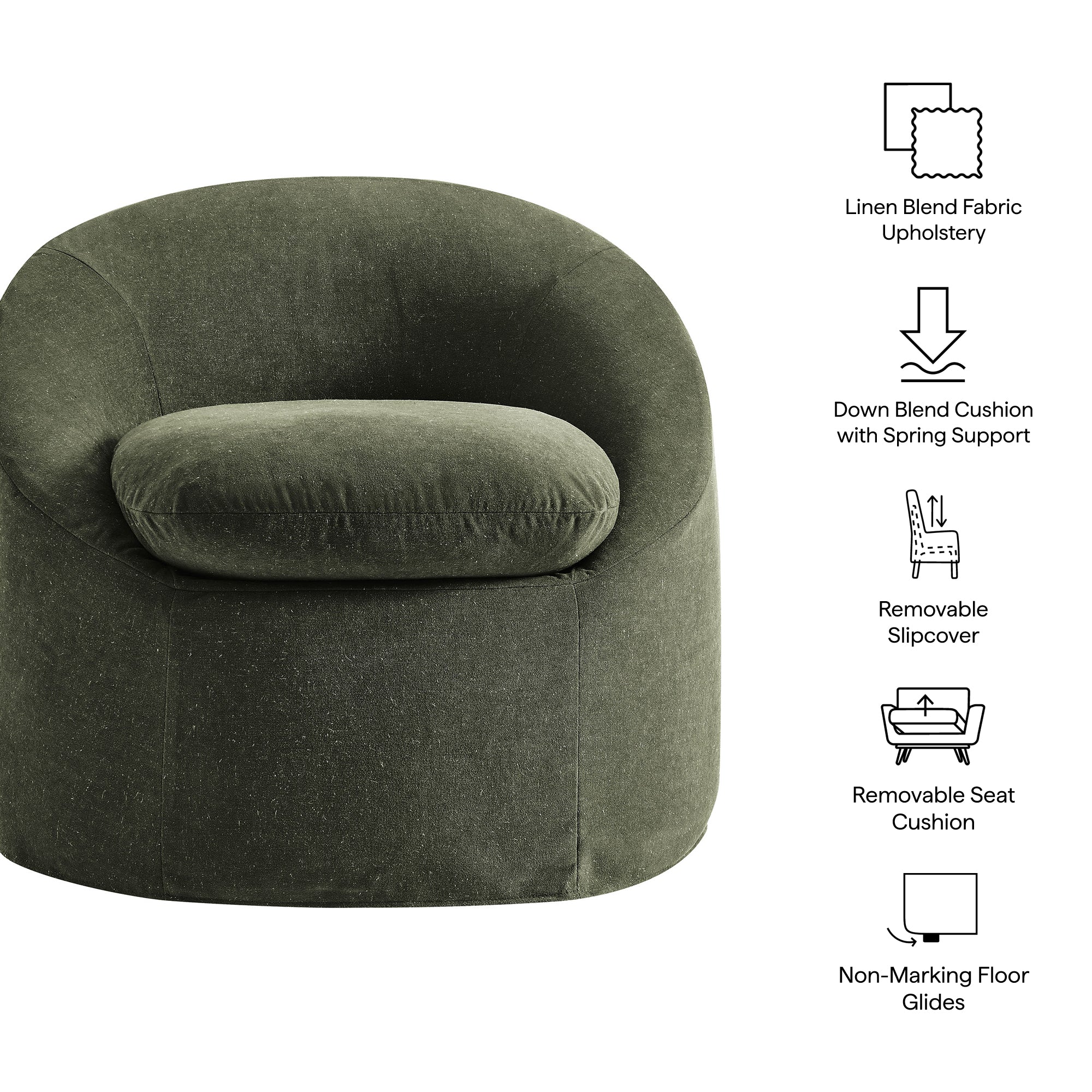 Sadie Slipcovered Linen-Blend Round Accent Chair