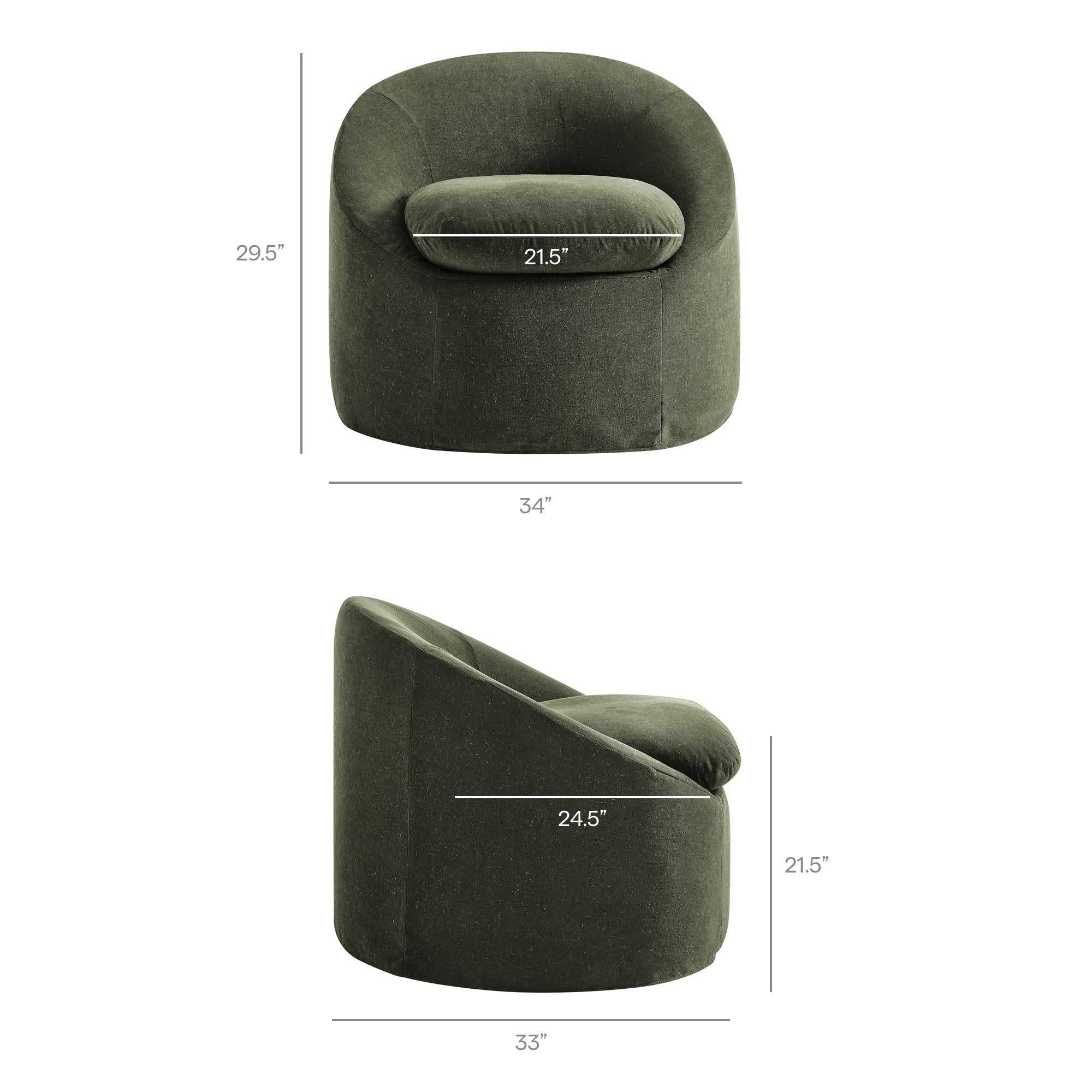 Sadie Slipcovered Linen-Blend Round Accent Chair