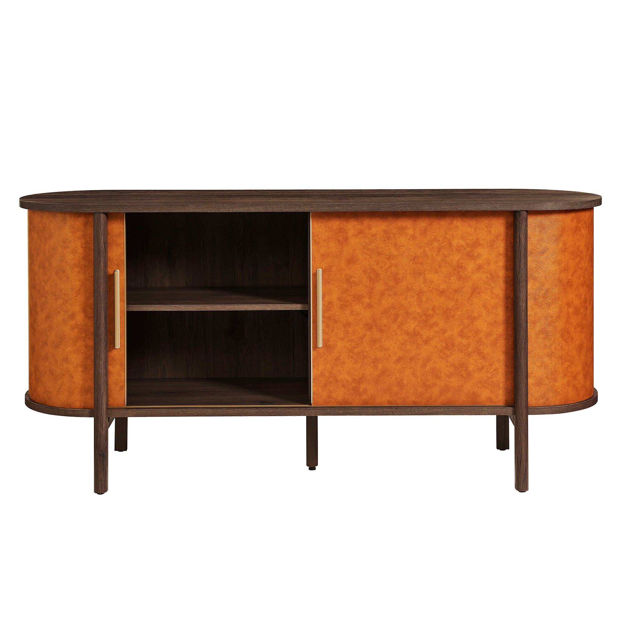 Coralie Curved Vegan Leather Oval Sideboard