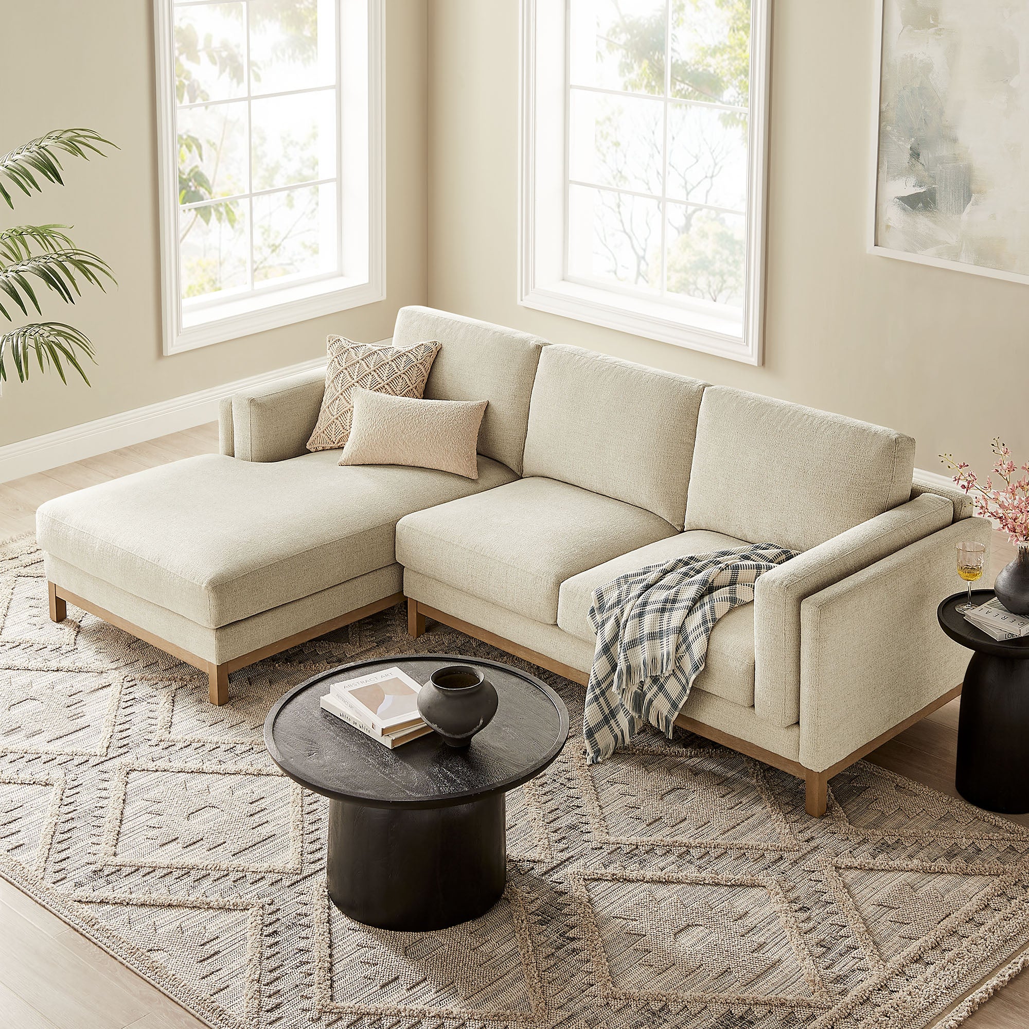 Roscoe Left-Facing Fabric Sectional Sofa with Chaise