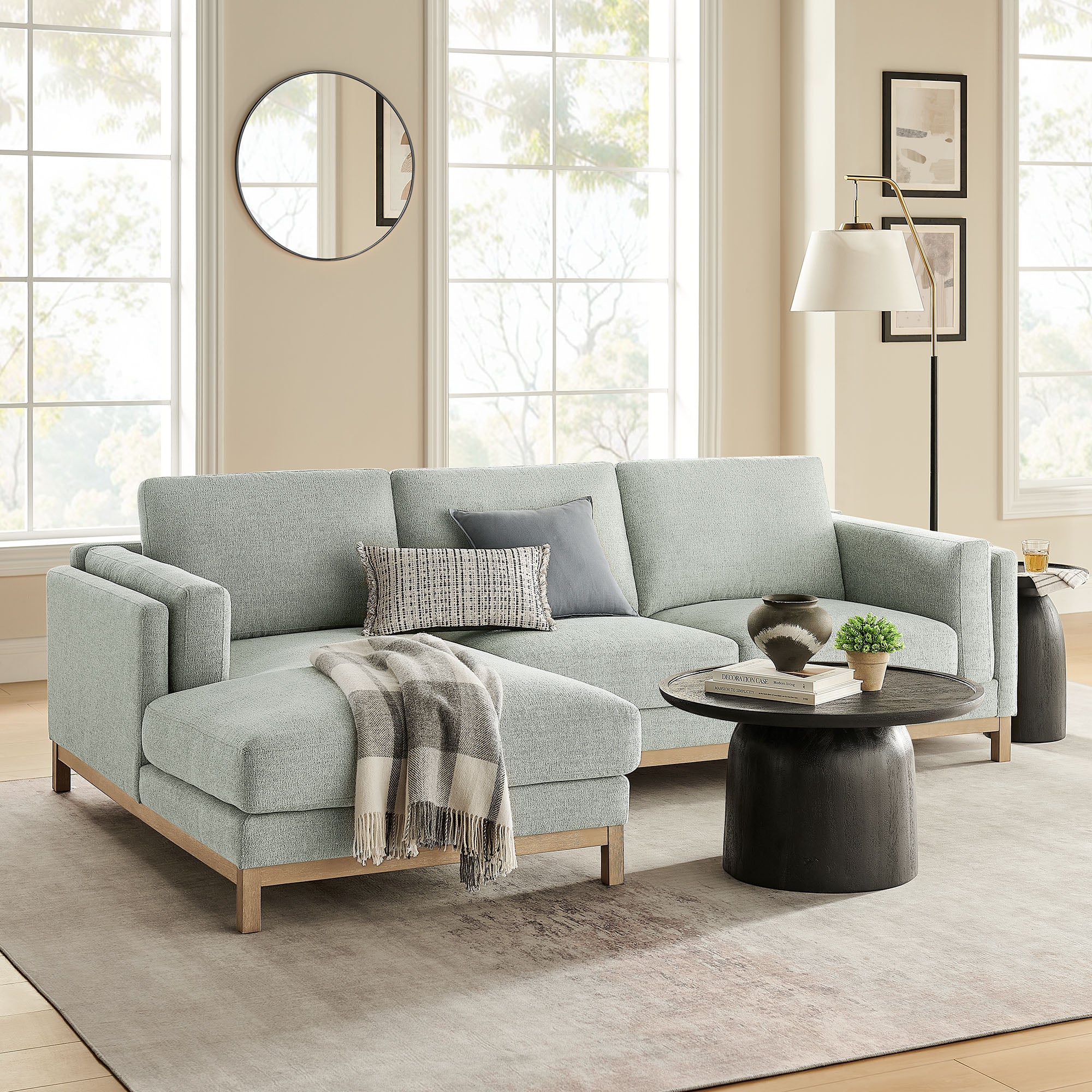 Roscoe Left-Facing Fabric Sectional Sofa with Chaise