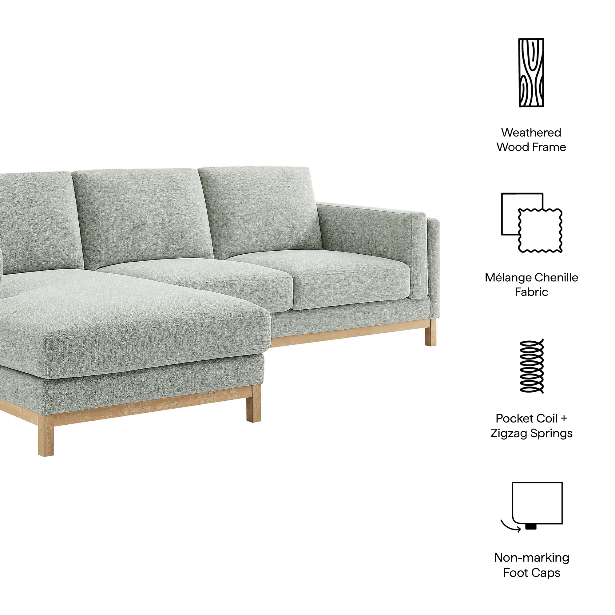 Roscoe Left-Facing Fabric Sectional Sofa with Chaise