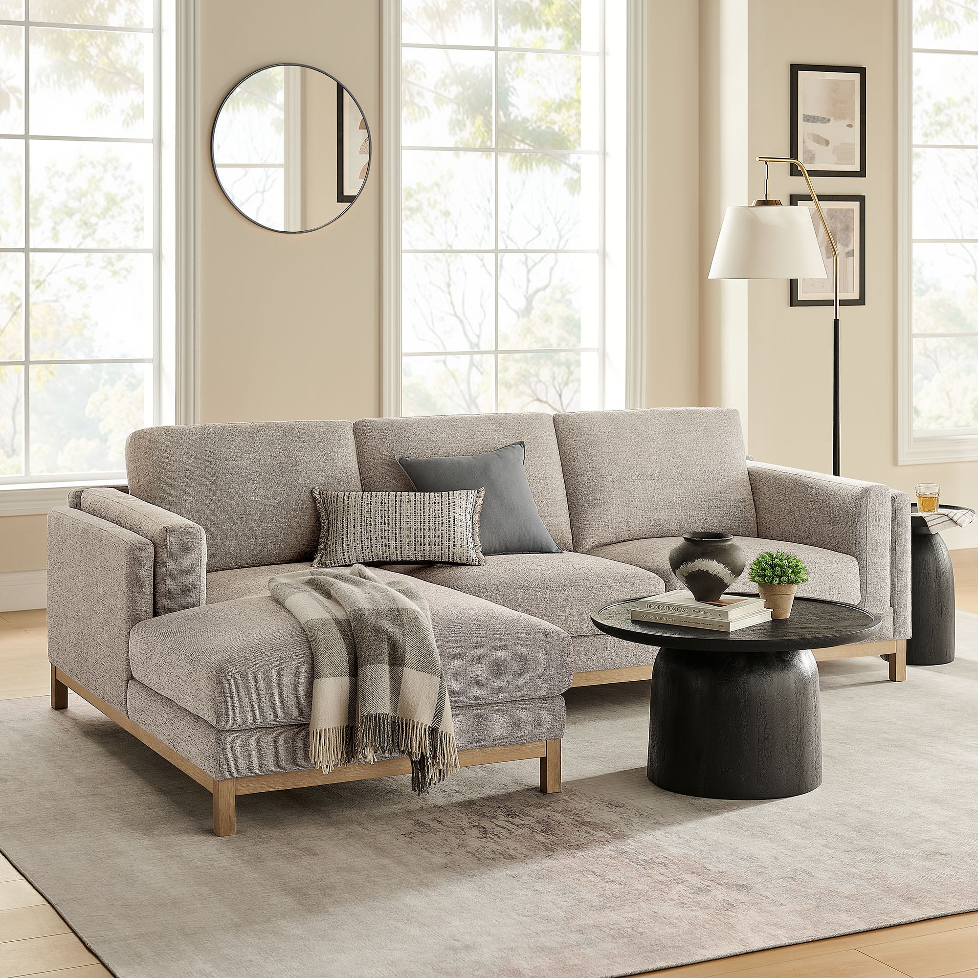 Roscoe Left-Facing Fabric Sectional Sofa with Chaise