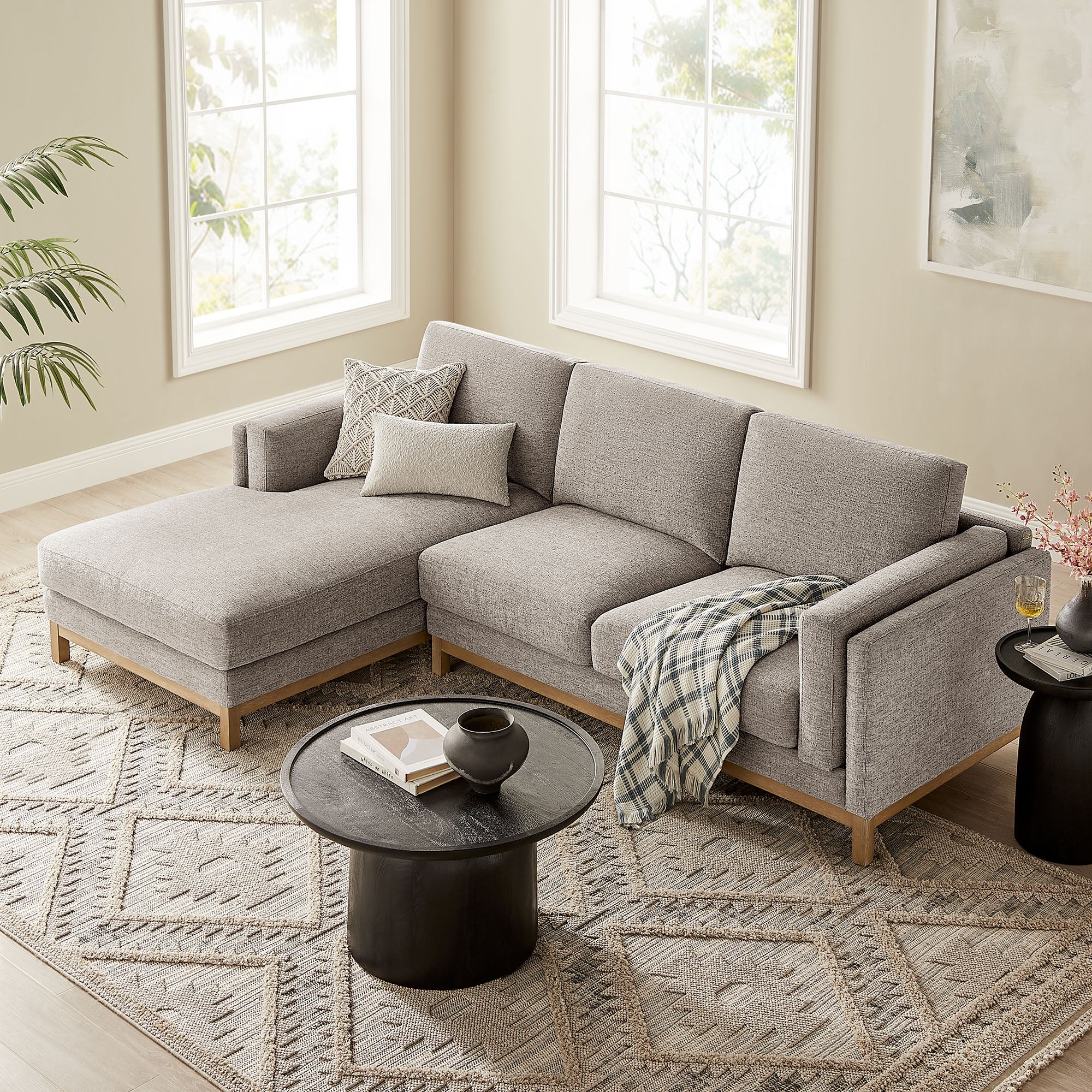 Roscoe Left-Facing Fabric Sectional Sofa with Chaise