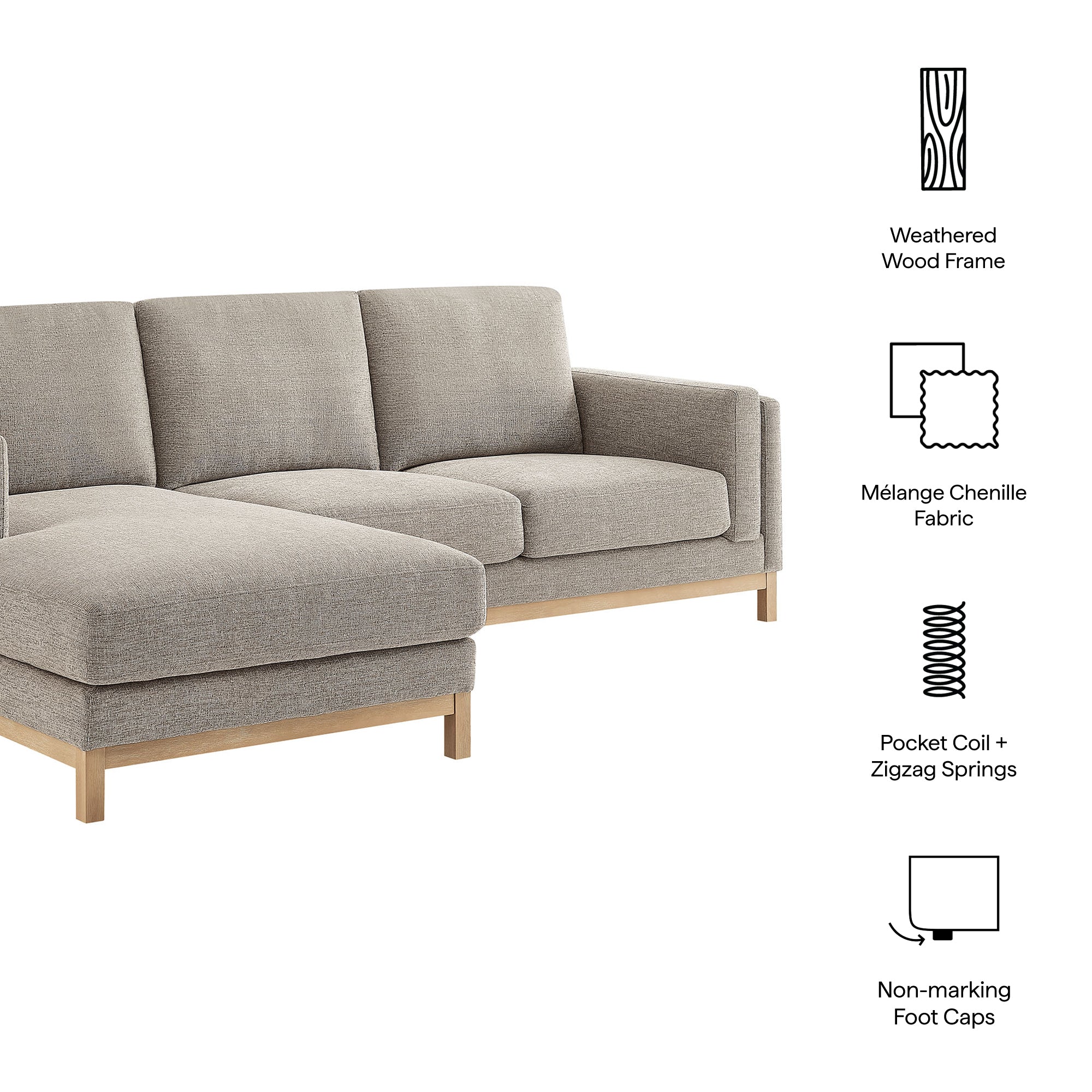 Roscoe Left-Facing Fabric Sectional Sofa with Chaise