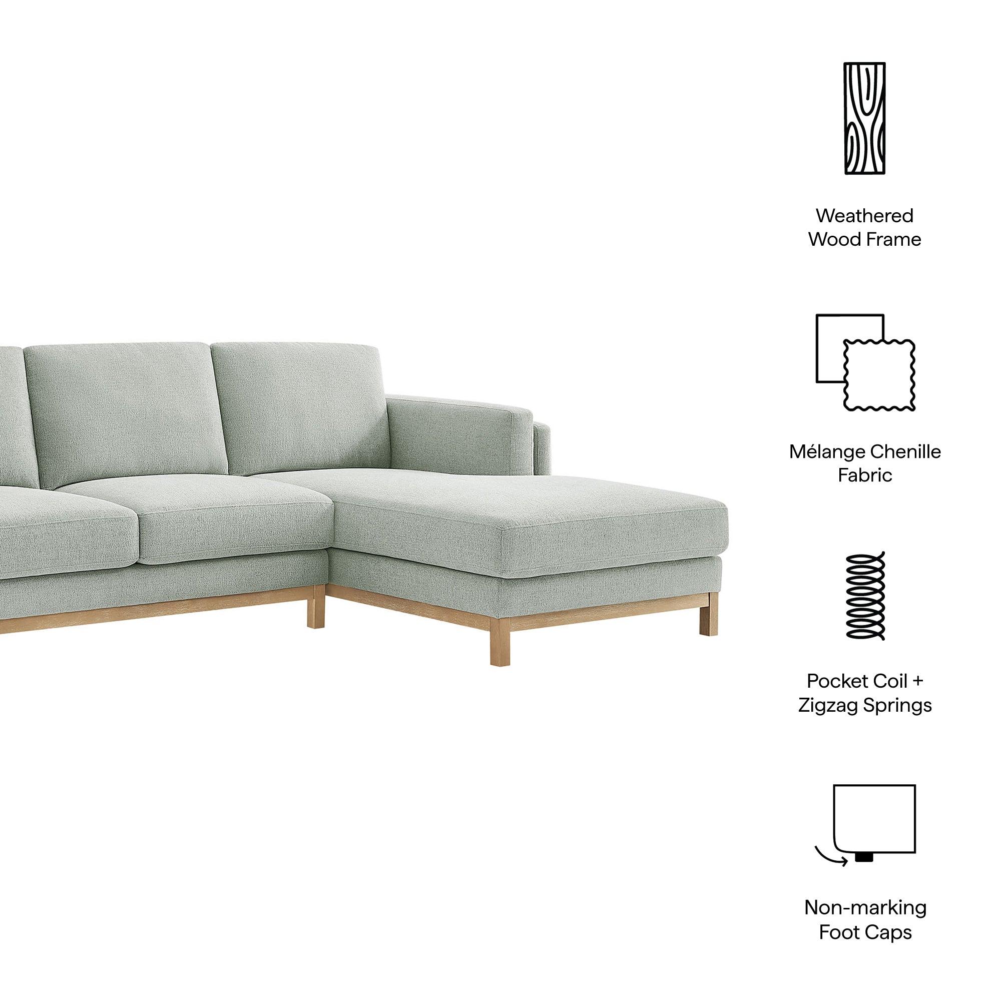 Roscoe Right-Facing Fabric Sectional Sofa with Chaise