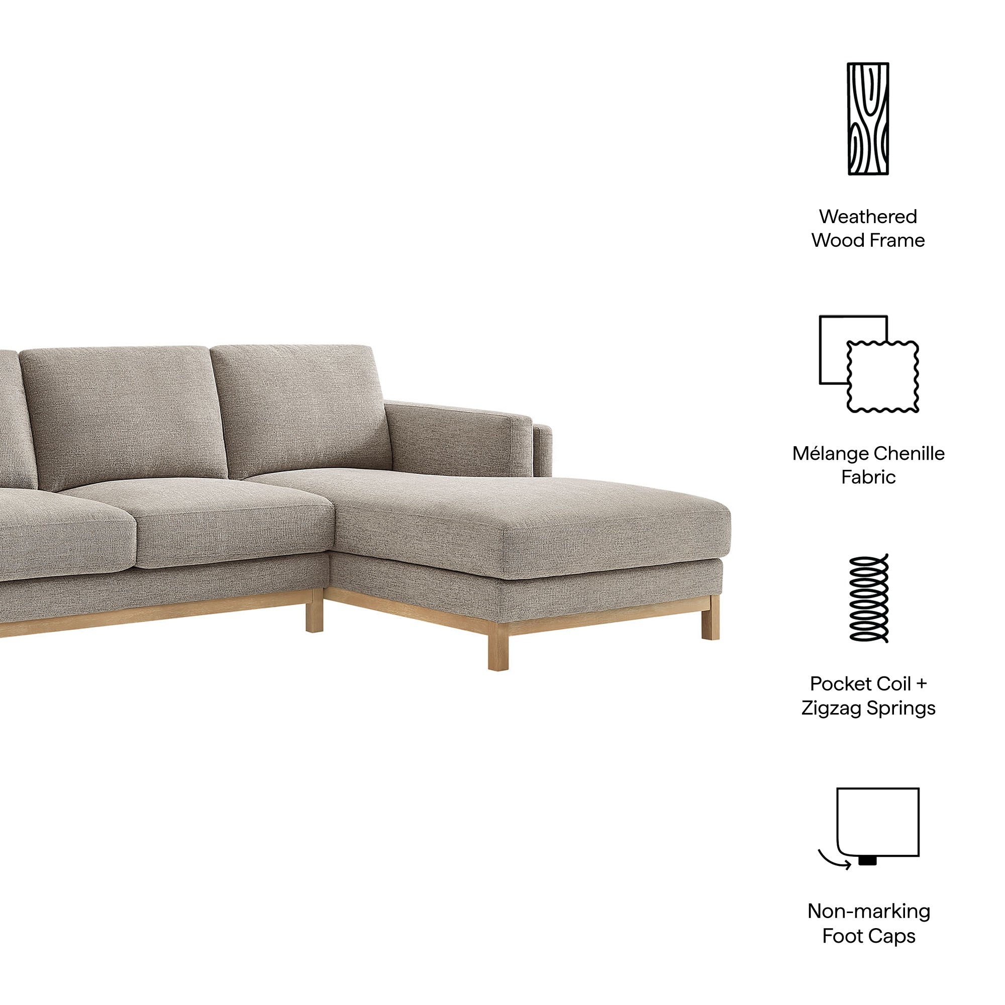 Roscoe Right-Facing Fabric Sectional Sofa with Chaise