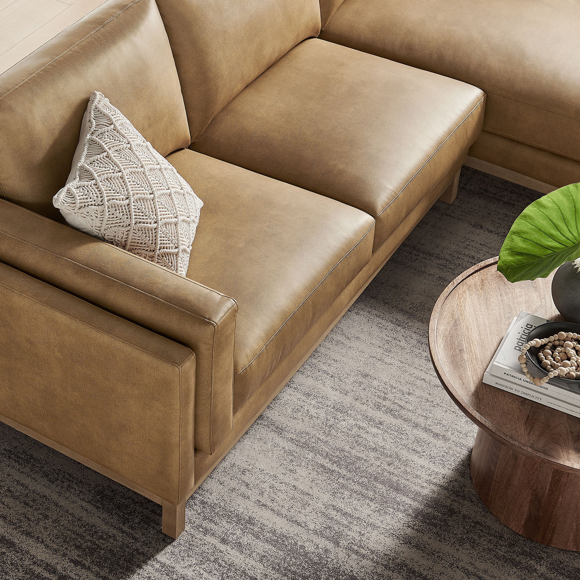 Roscoe Right-Facing Vegan Leather Sectional Sofa with Chaise