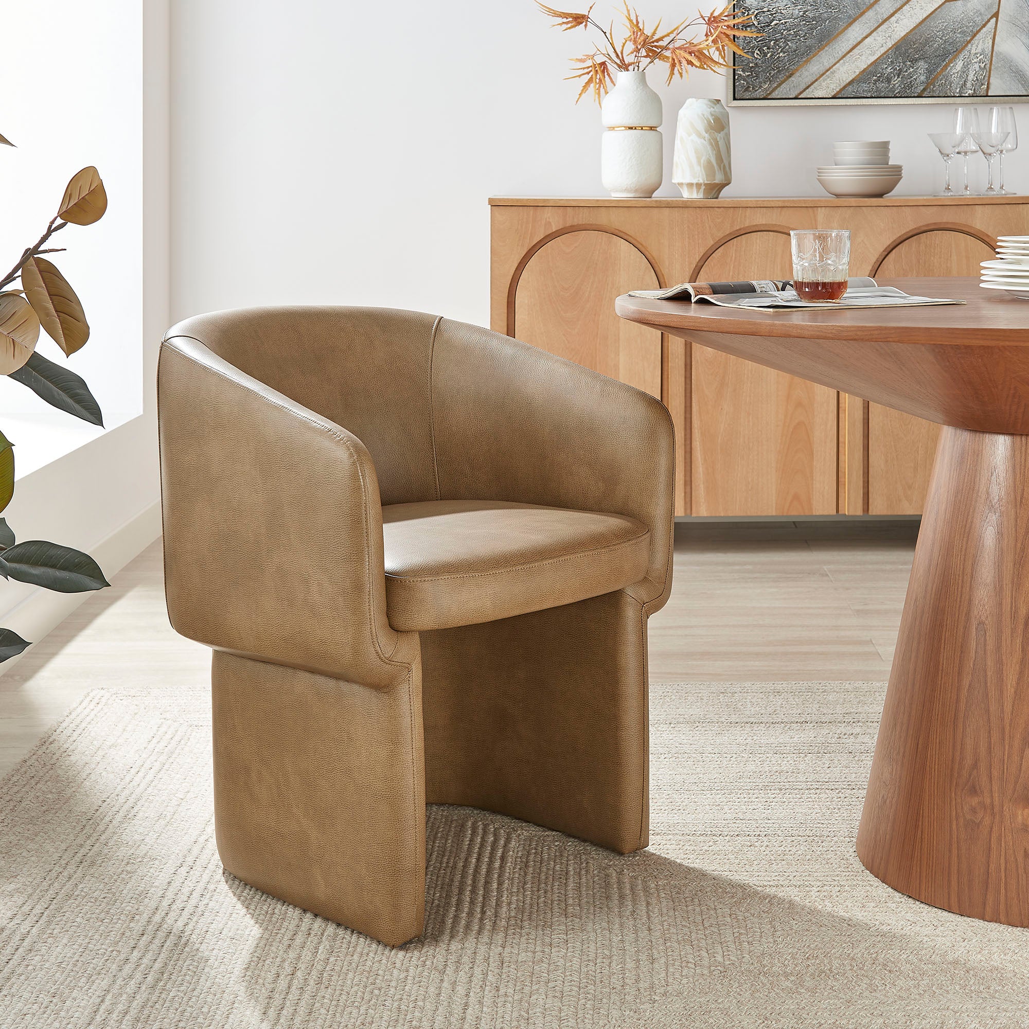 Verity Barrel Back Vegan Leather Dining Chair