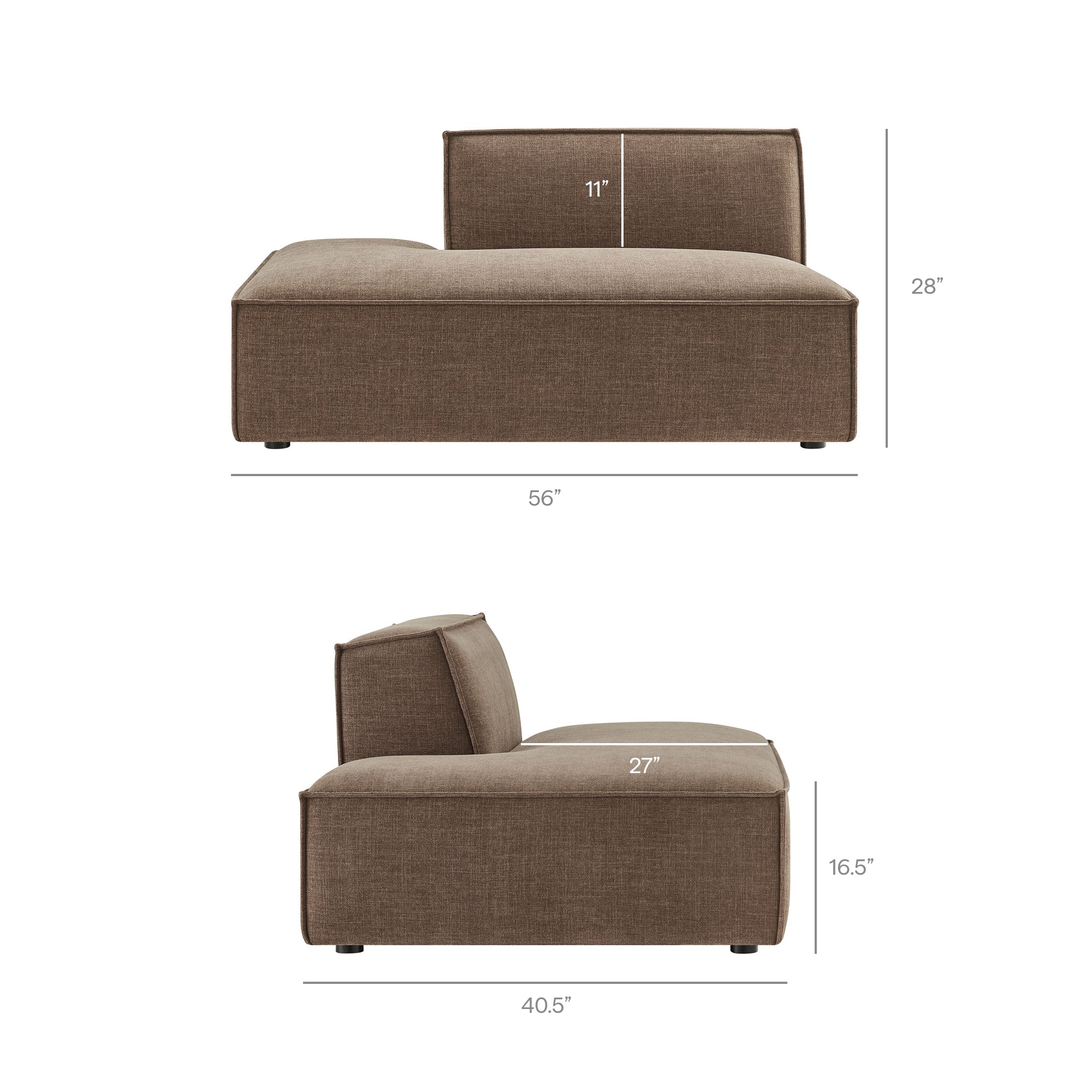 Restore Performance Fabric Upholstered Left-Facing Armless Modular Chaise