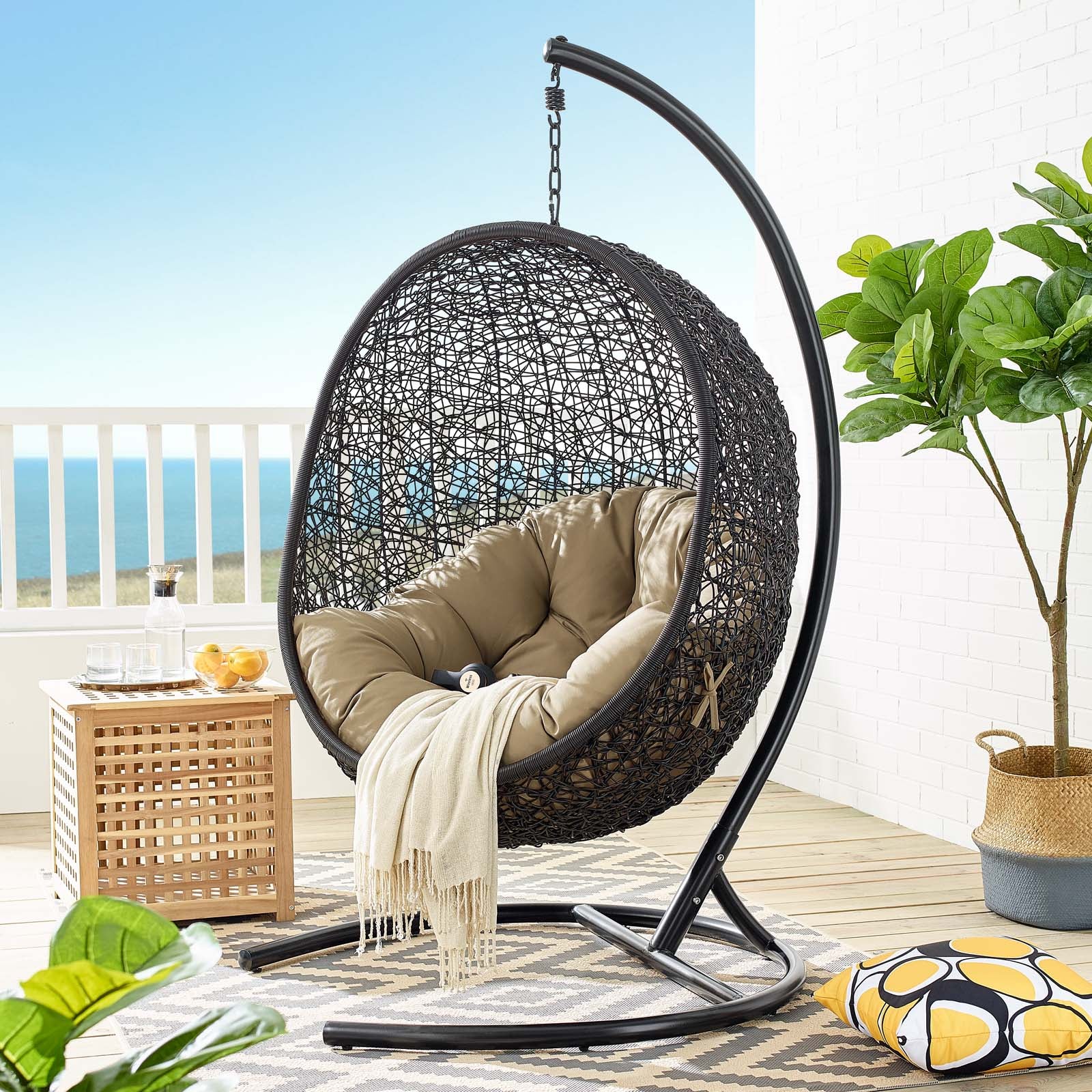 Encase Swing Outdoor Patio Lounge Chair-Outdoor Swing Chair-Modway-Wall2Wall Furnishings