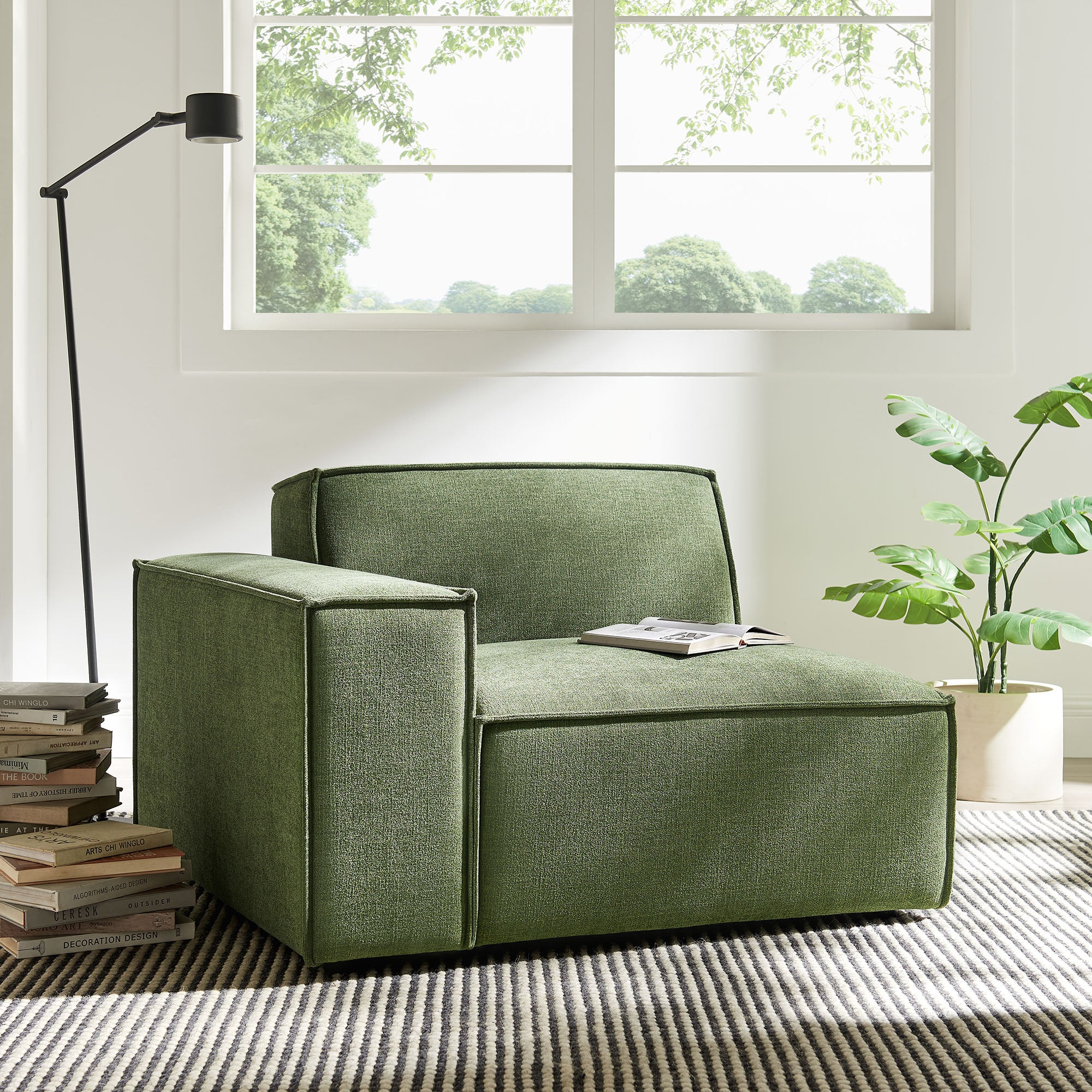 Restore Performance Fabric Upholstered Left-Facing Modular Lounge Chair