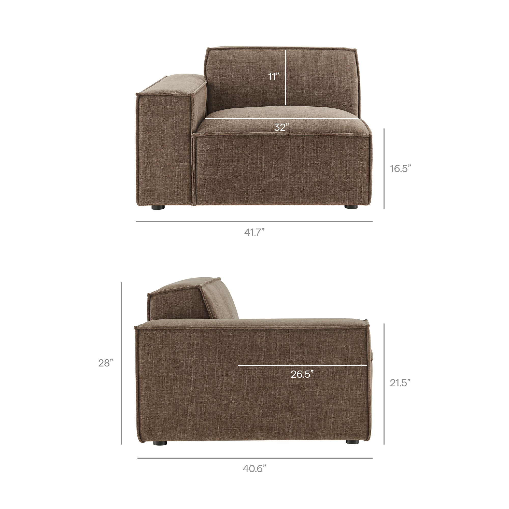 Restore Performance Fabric Upholstered Left-Facing Modular Lounge Chair