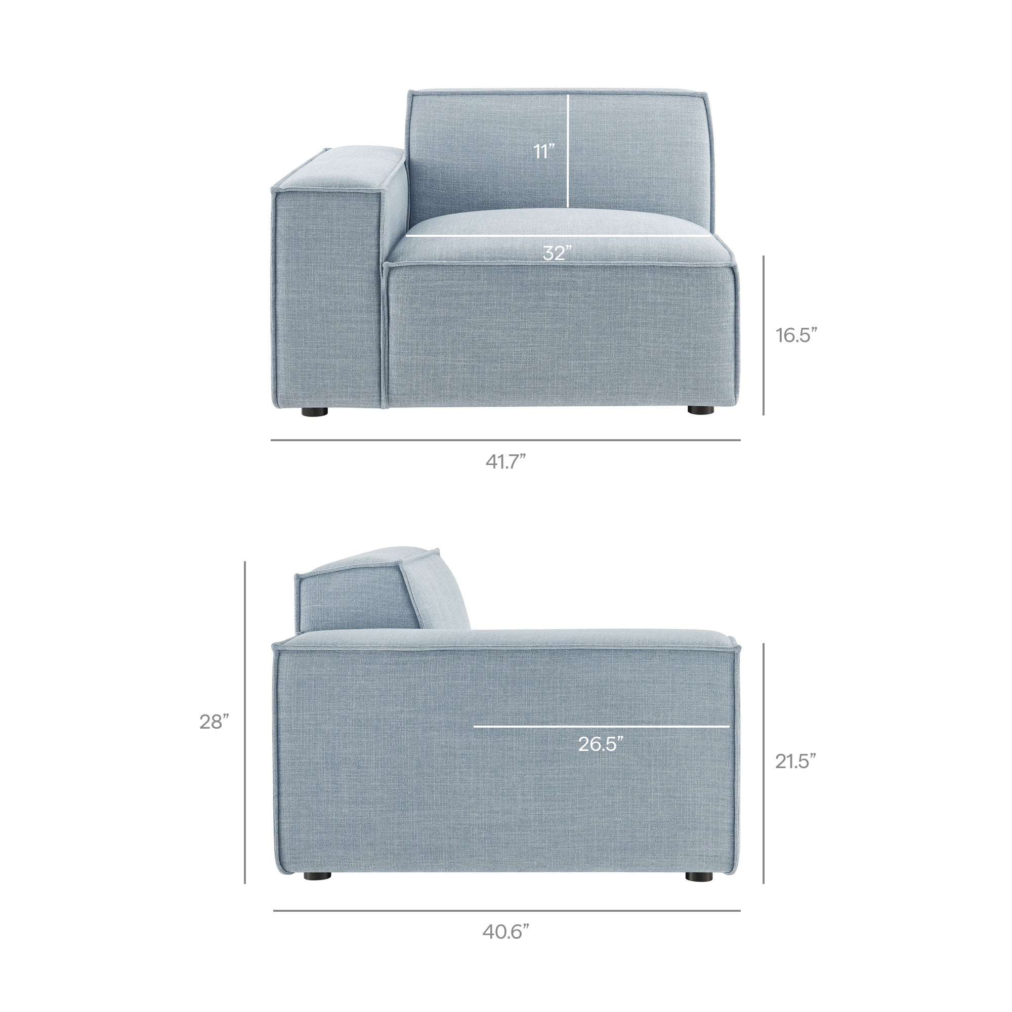 Restore Performance Fabric Upholstered Left-Facing Modular Lounge Chair