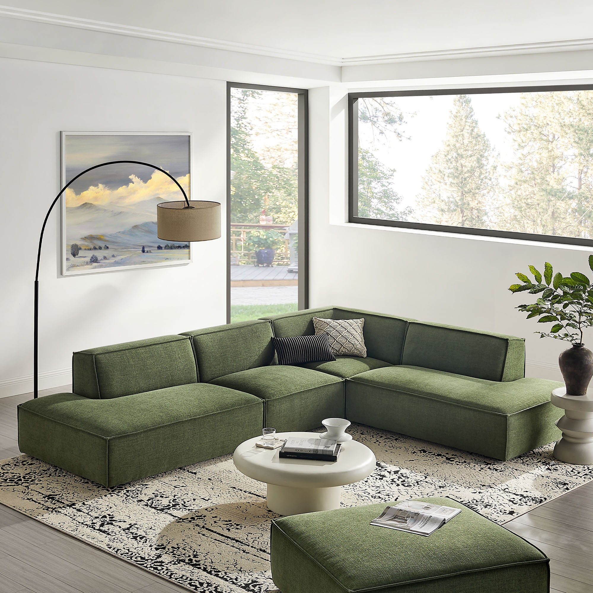 Restore 4-Piece Performance Fabric Upholstered Modular L-Shaped Armless Sectional Sofa