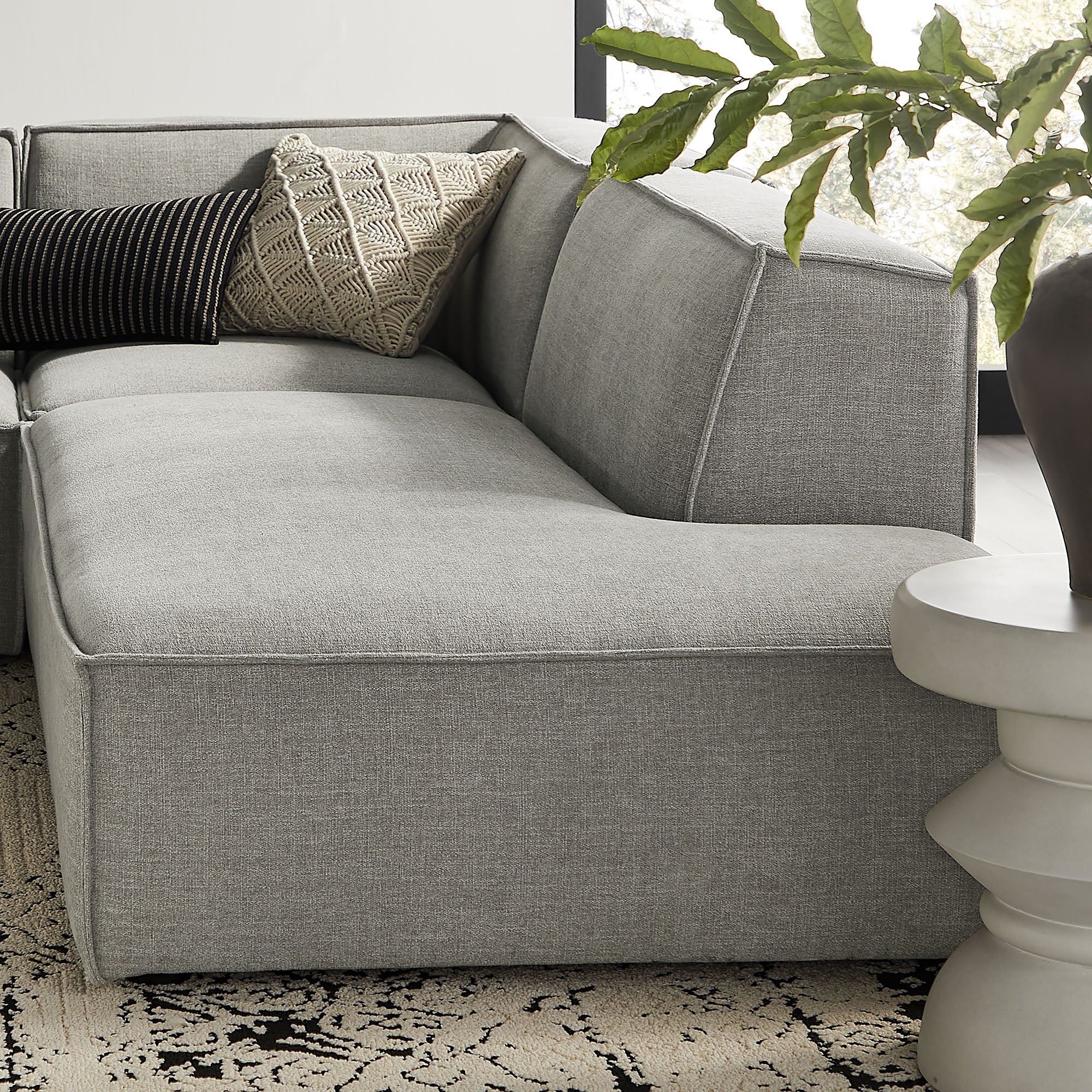 Restore 4-Piece Performance Fabric Upholstered Modular L-Shaped Armless Sectional Sofa